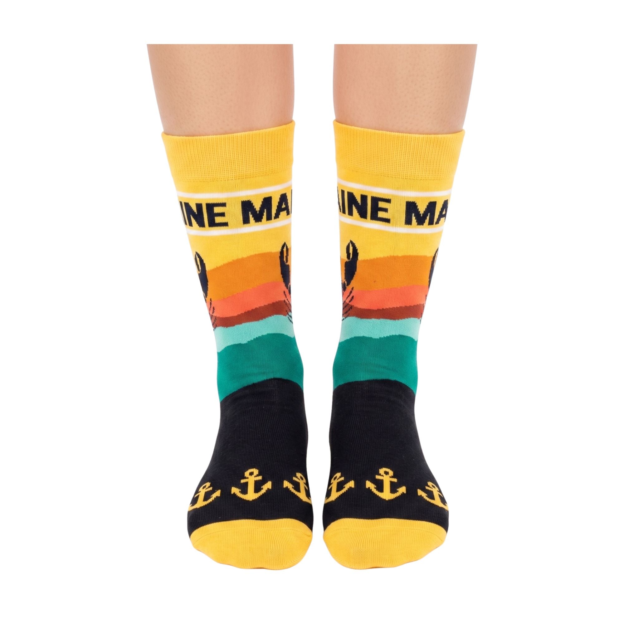 Maine Lobster Coastal Crew Socks Retro Nautical Ocean Style
