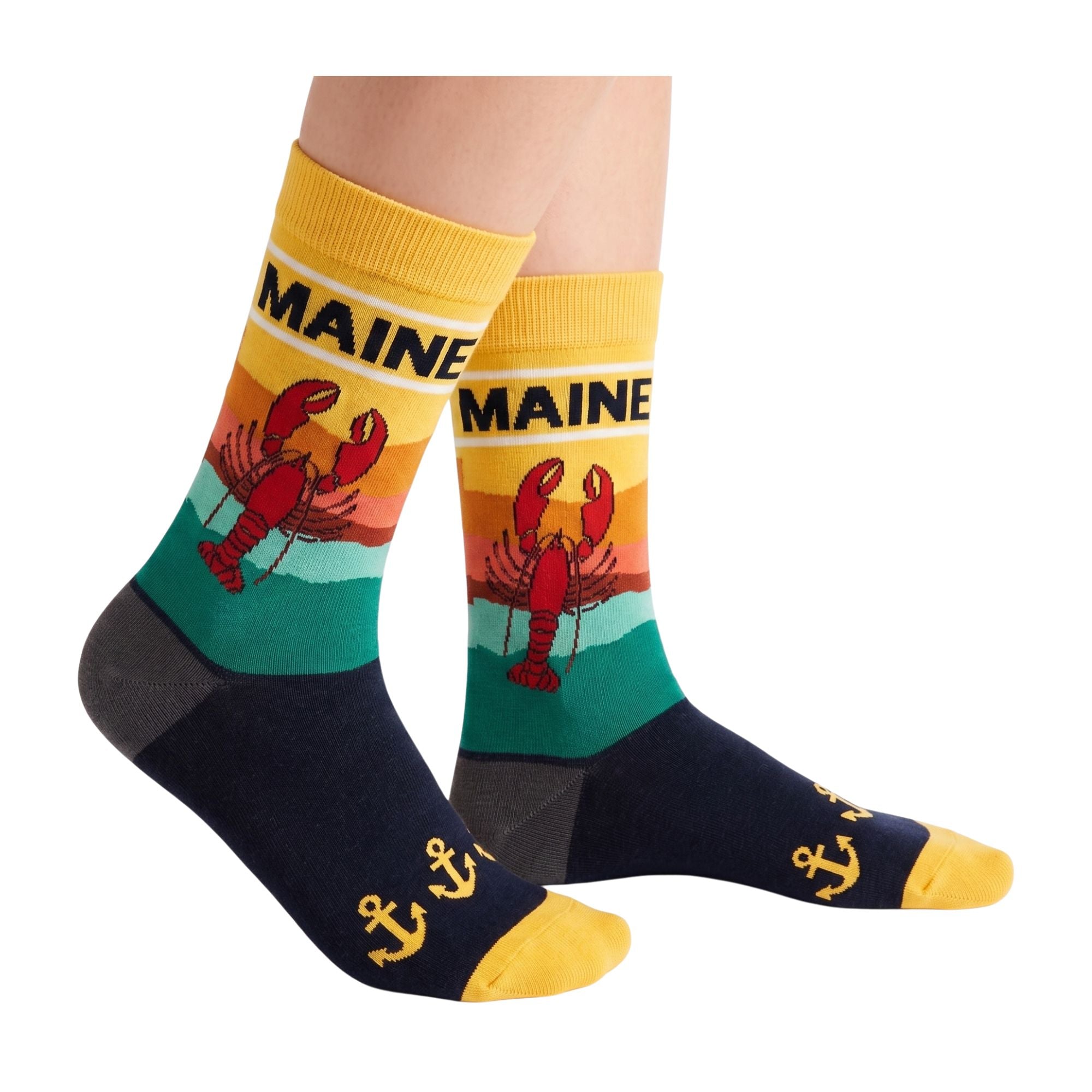 Maine Lobster Coastal Crew Socks Retro Nautical Ocean Style