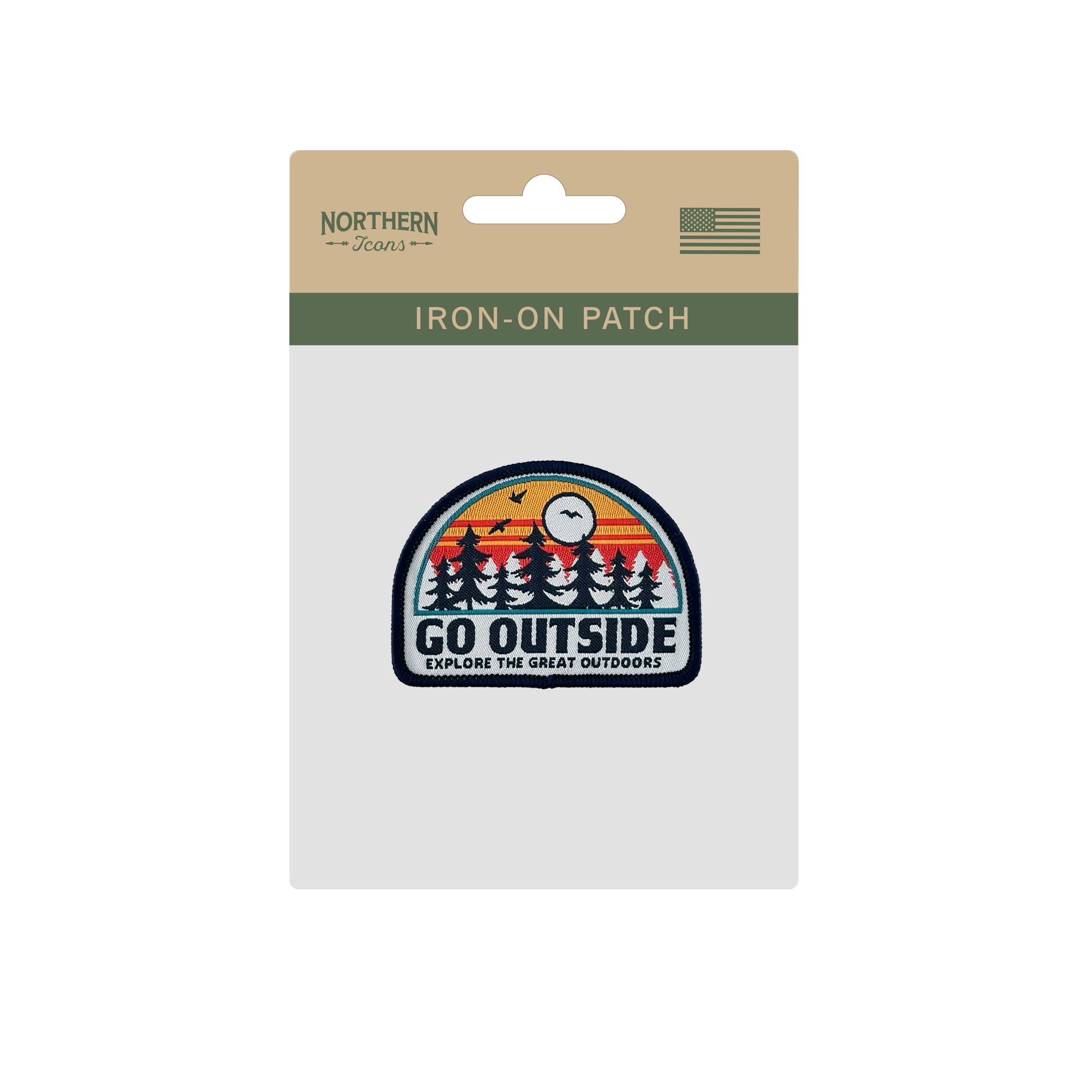 Go Outside Sunset Forest Embroidered Iron-On Patch
