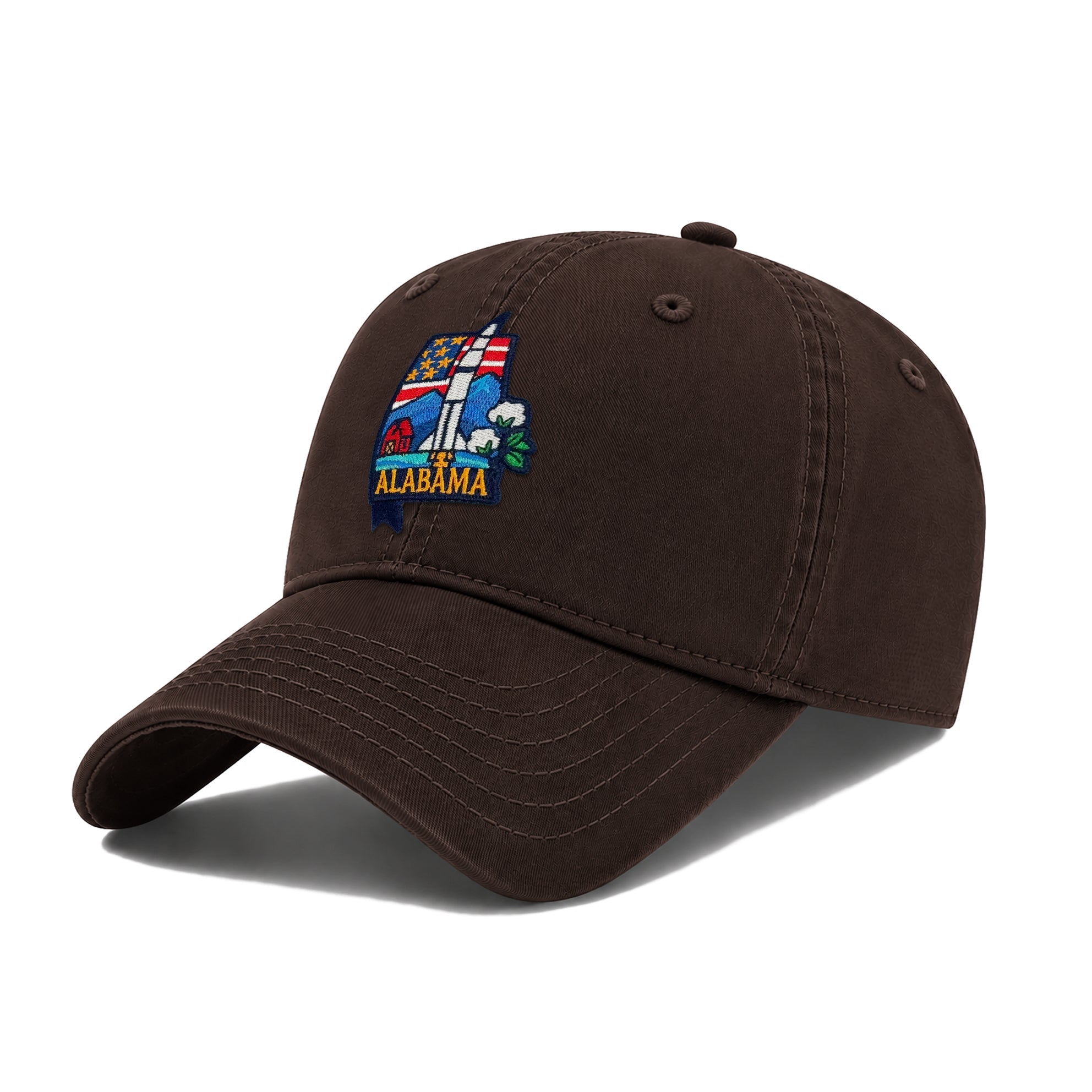 Alabama Heritage Baseball Cap with Embroidered Space Rocket Patch for Men Women