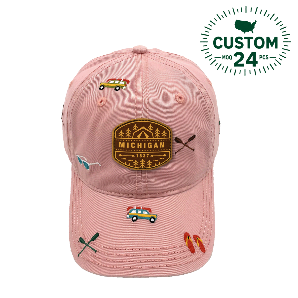 Michigan Adventure Baseball Cap Outdoor Embroidered Camping & Canoeing Hat for Travelers