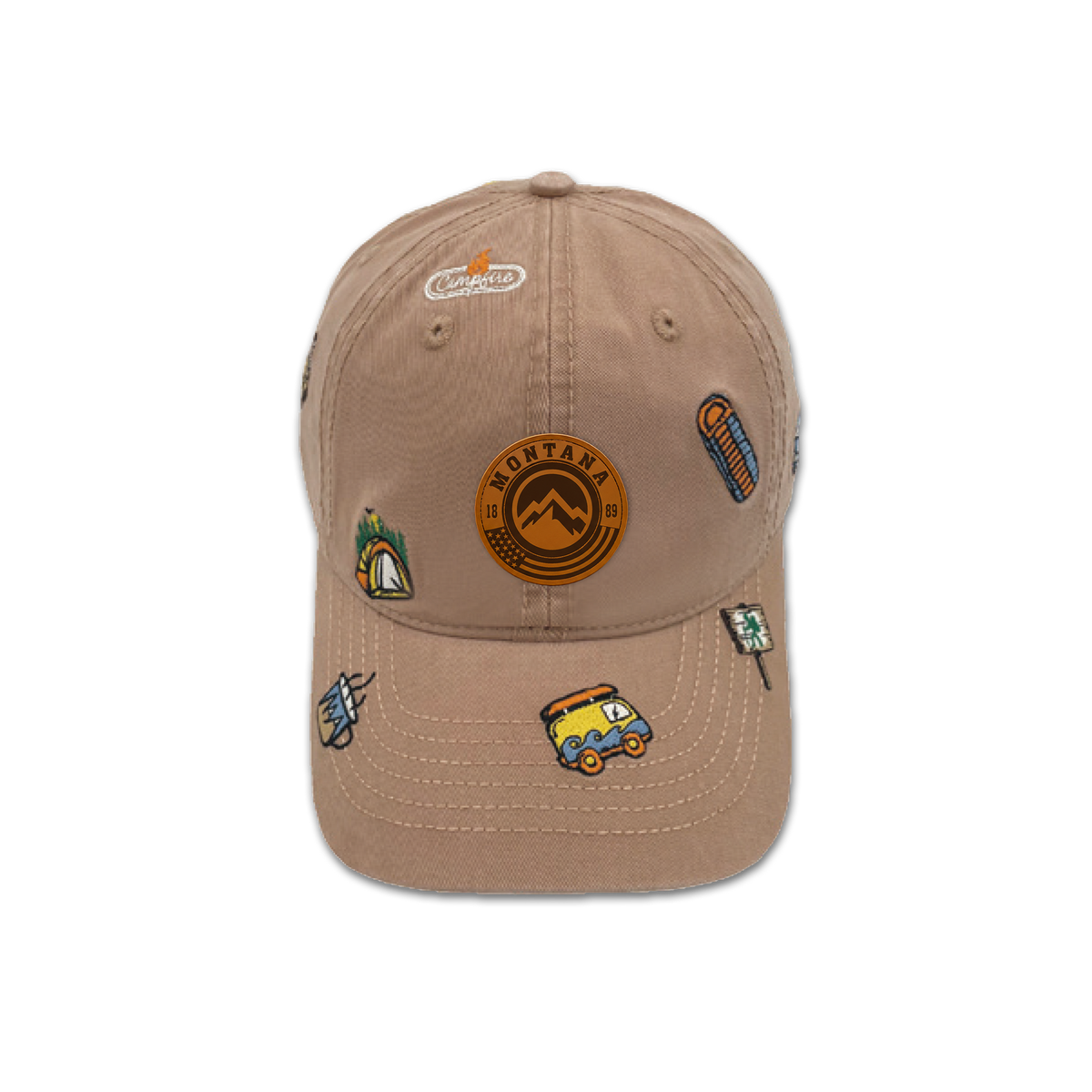 Montana Camping Adventure All Over Embroidered Baseball Cap