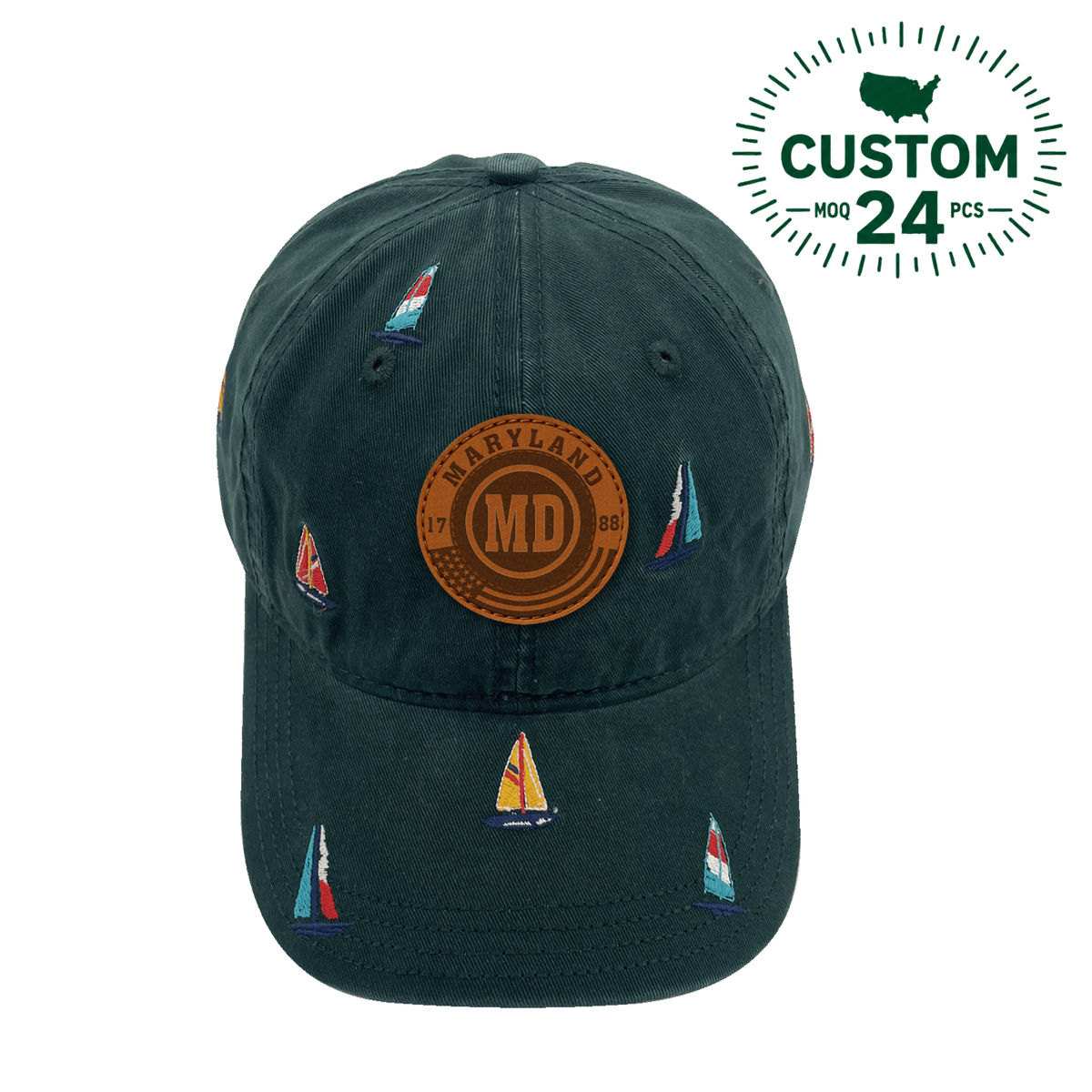 Maryland Sailing Baseball Cap Coastal Embroidered Nautical Hat for Beach and Ocean Lovers