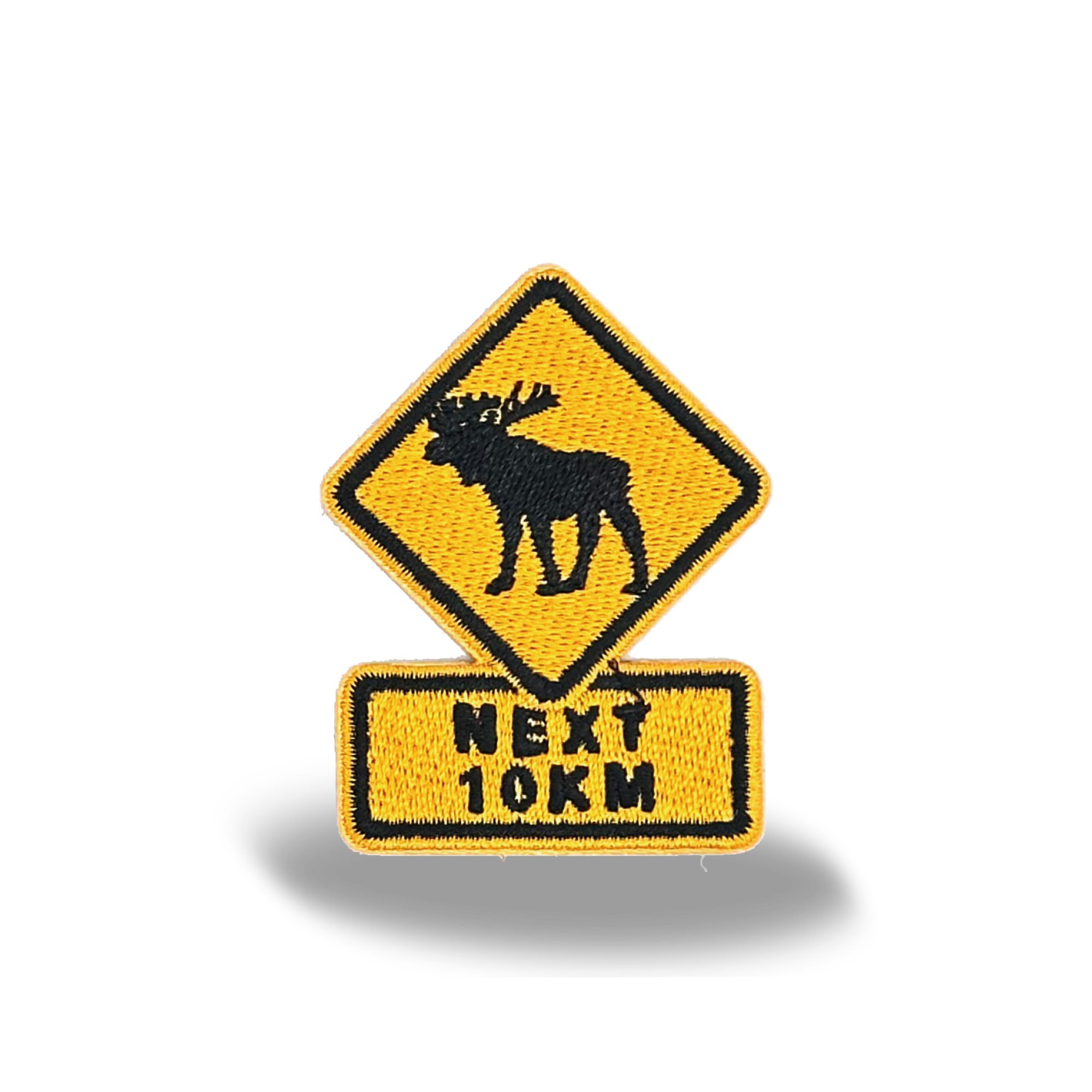Moose Crossing Road Sign Iron On Embroidery Patch