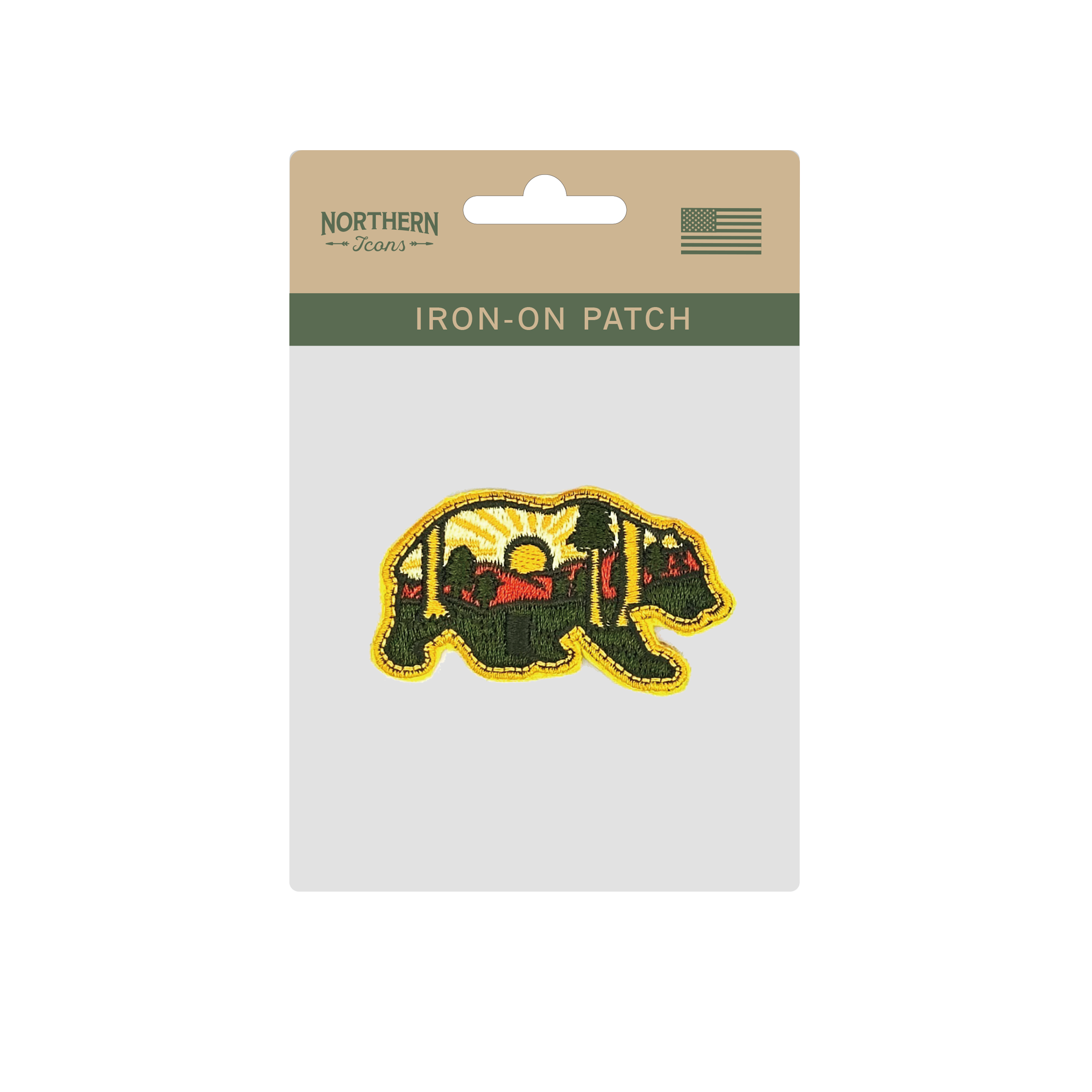 Sunset Bear Forest Iron On Embroidery Patch