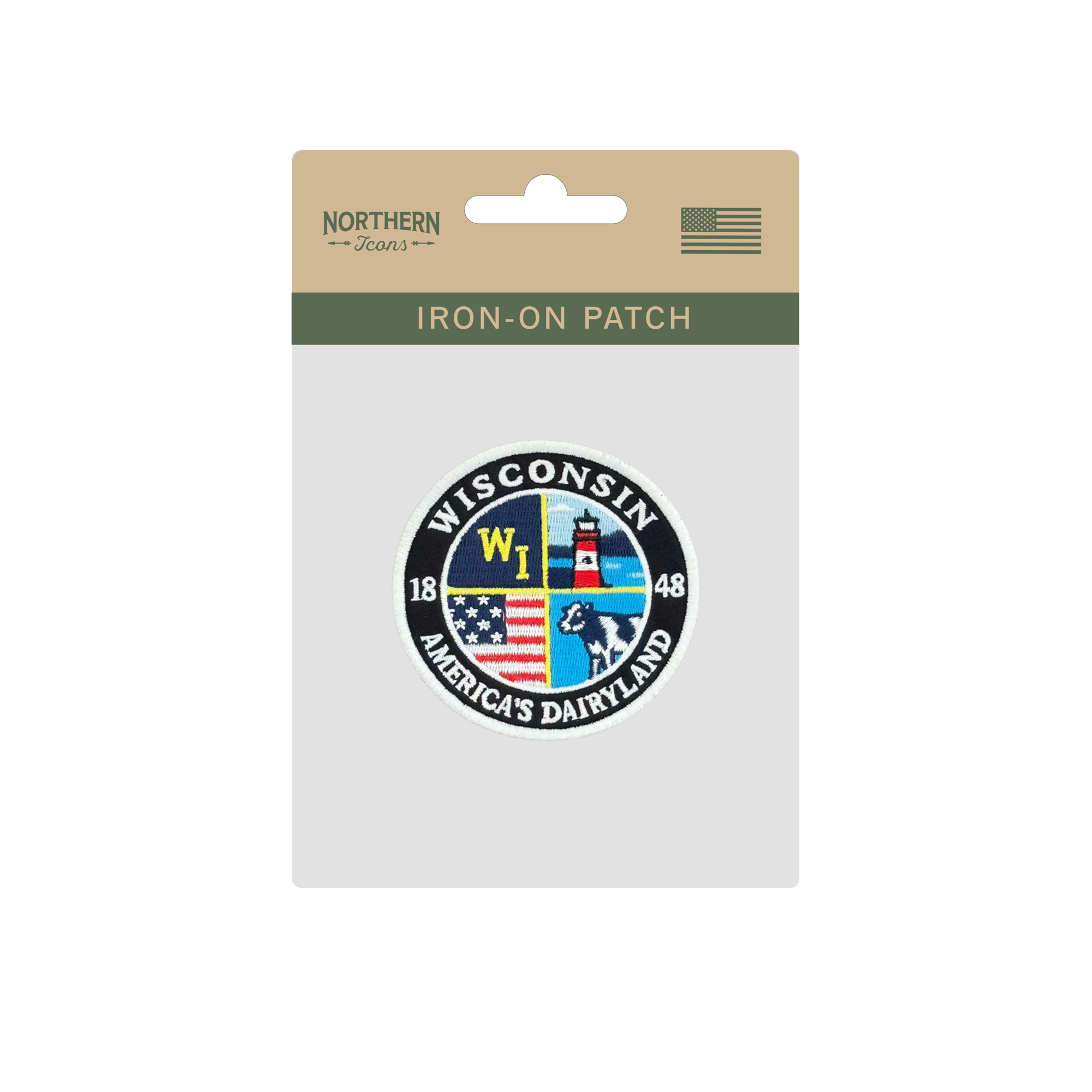 Wisconsin Embroidered Patch – America’s Dairyland Round Badge