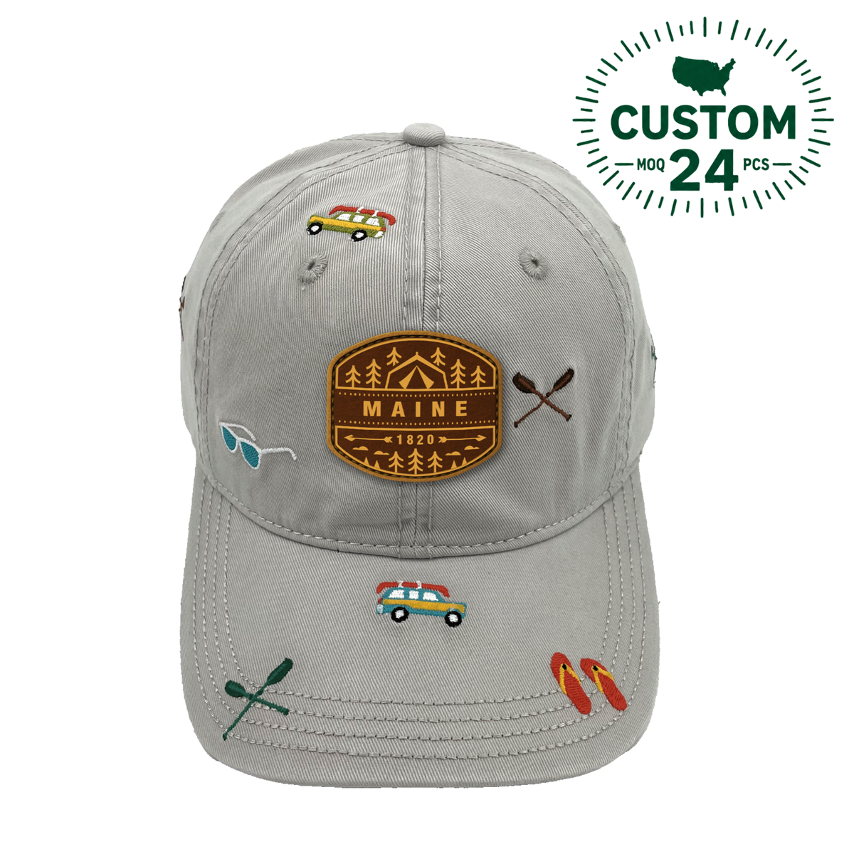 Maine Adventure Baseball Cap Outdoor Embroidered Camping & Canoeing Hat for Travelers