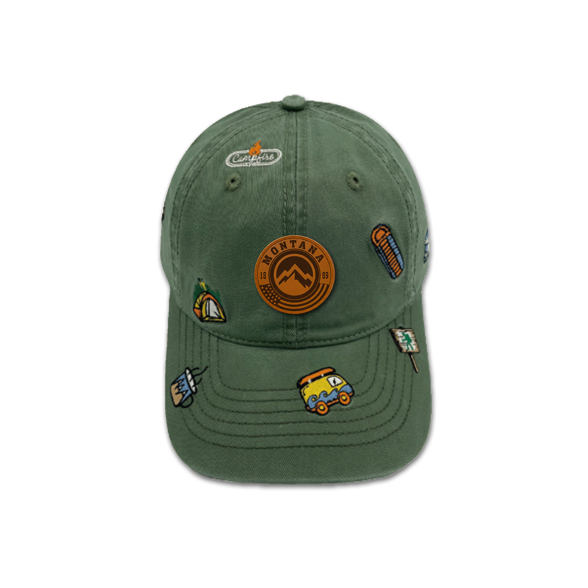 Montana Camping Adventure All Over Embroidered Baseball Cap