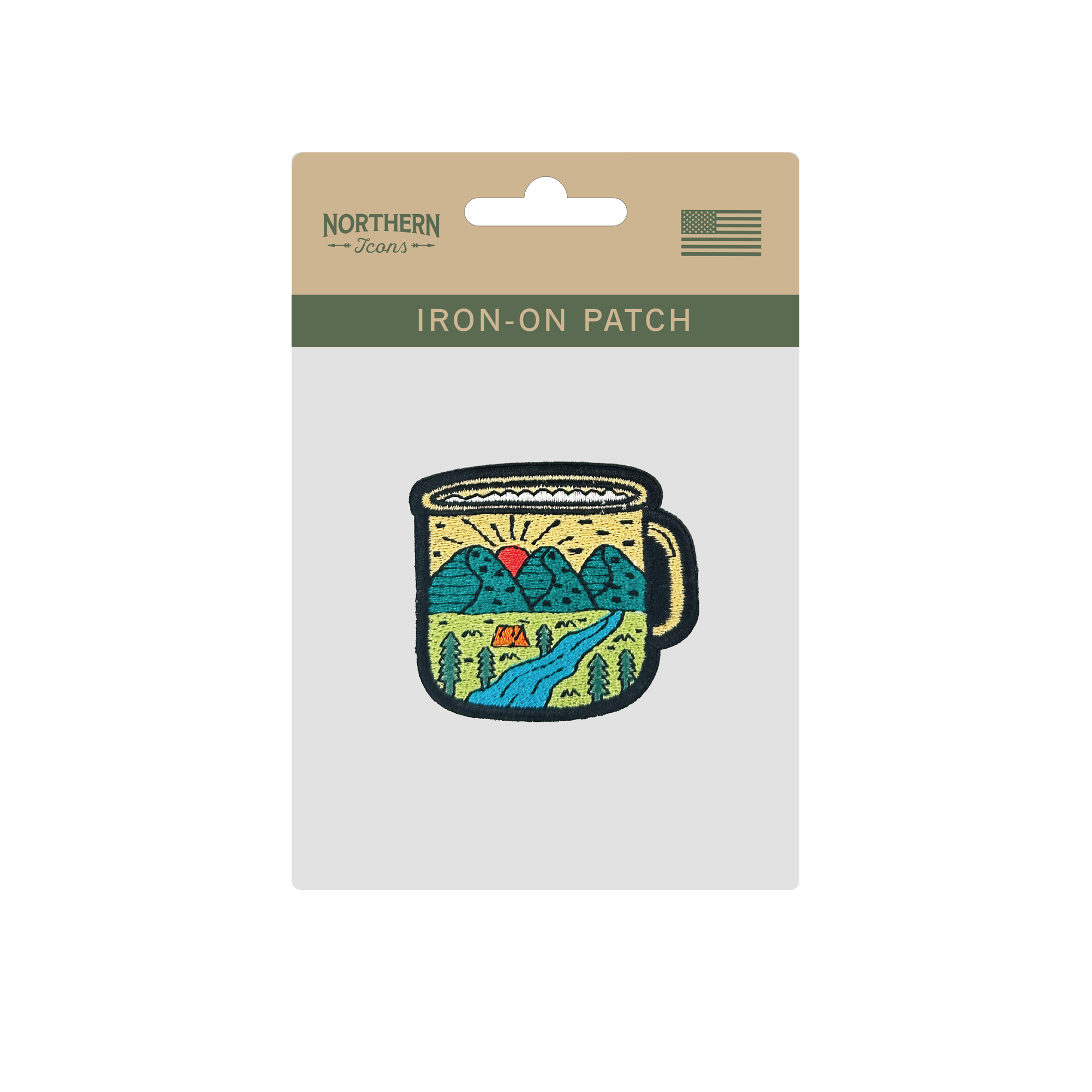 Campfire Mug Scenic Iron On Embroidery Patch