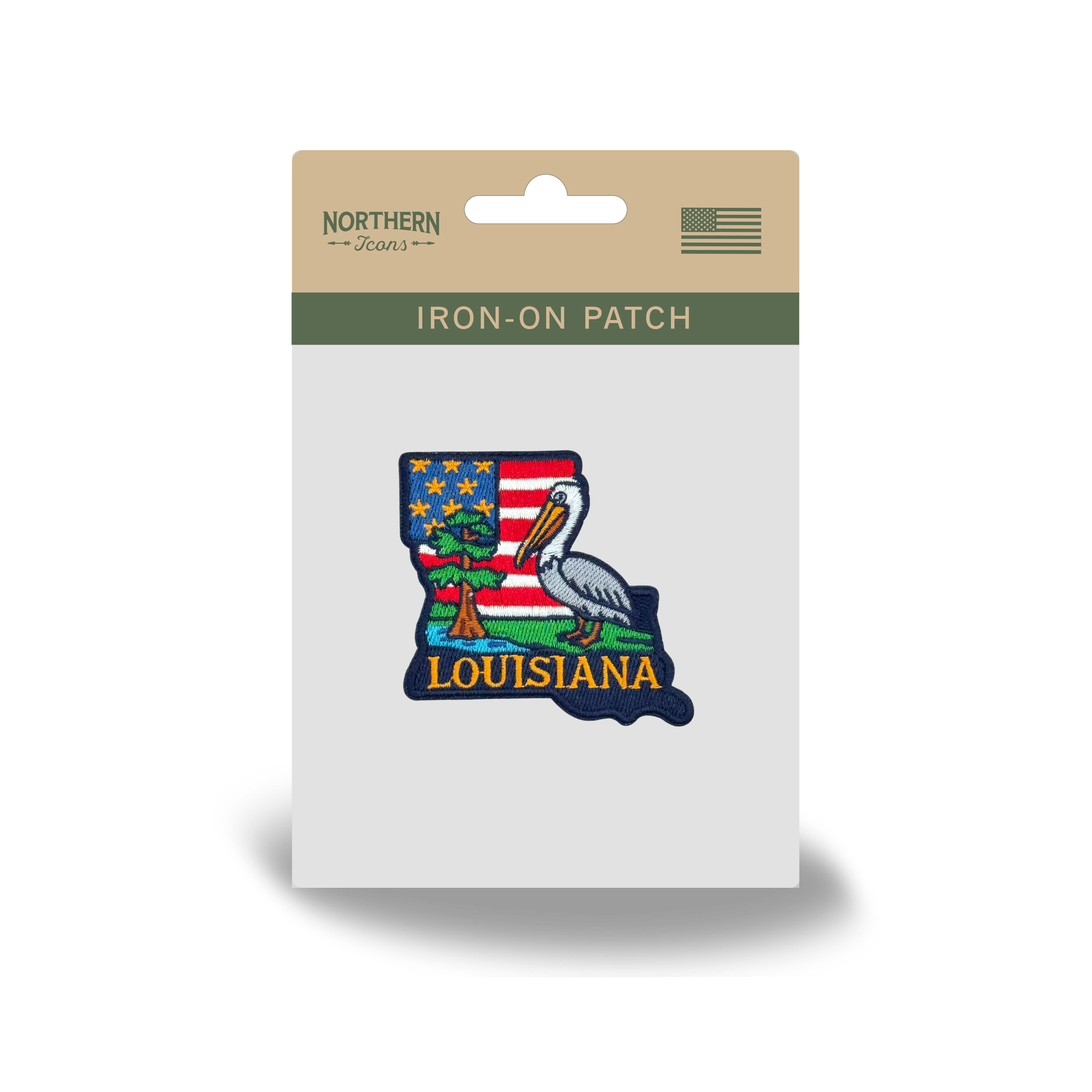Louisiana State Embroidered Patch State Shape Pelican Heritage Badge
