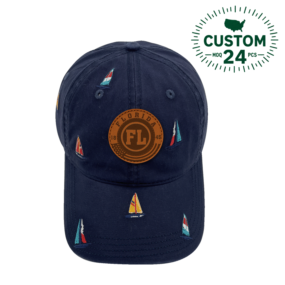 Florida Sailing Baseball Cap Coastal Embroidered Nautical Boat Hat for Beach Travel