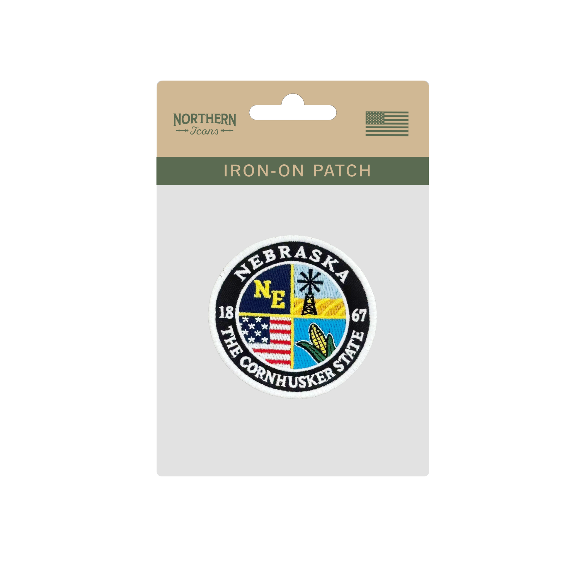 Nebraska Embroidered Patch – The Cornhusker State Round Badge