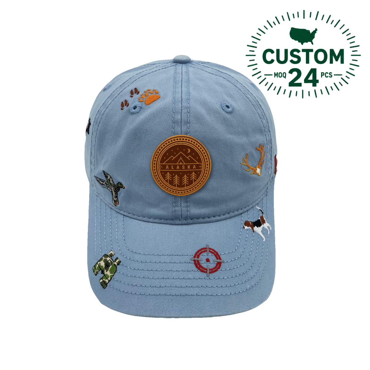 Alaska Outdoor Embroidered Baseball Cap, Nature Wildlife Hunting Adventure Hat for Travelers