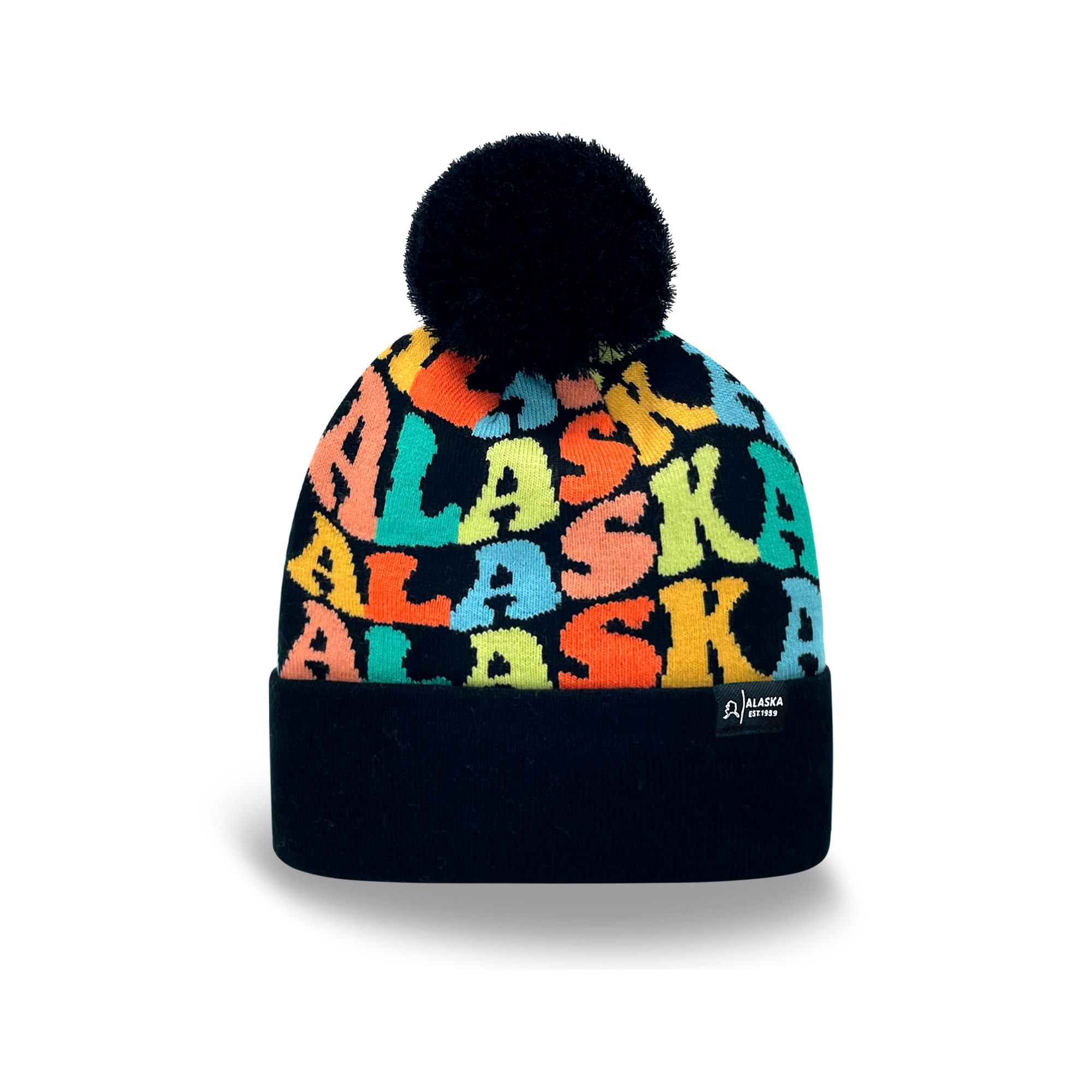 ALASKA Colorful Pom Pom Beanie - Warm Knitted Winter Hat