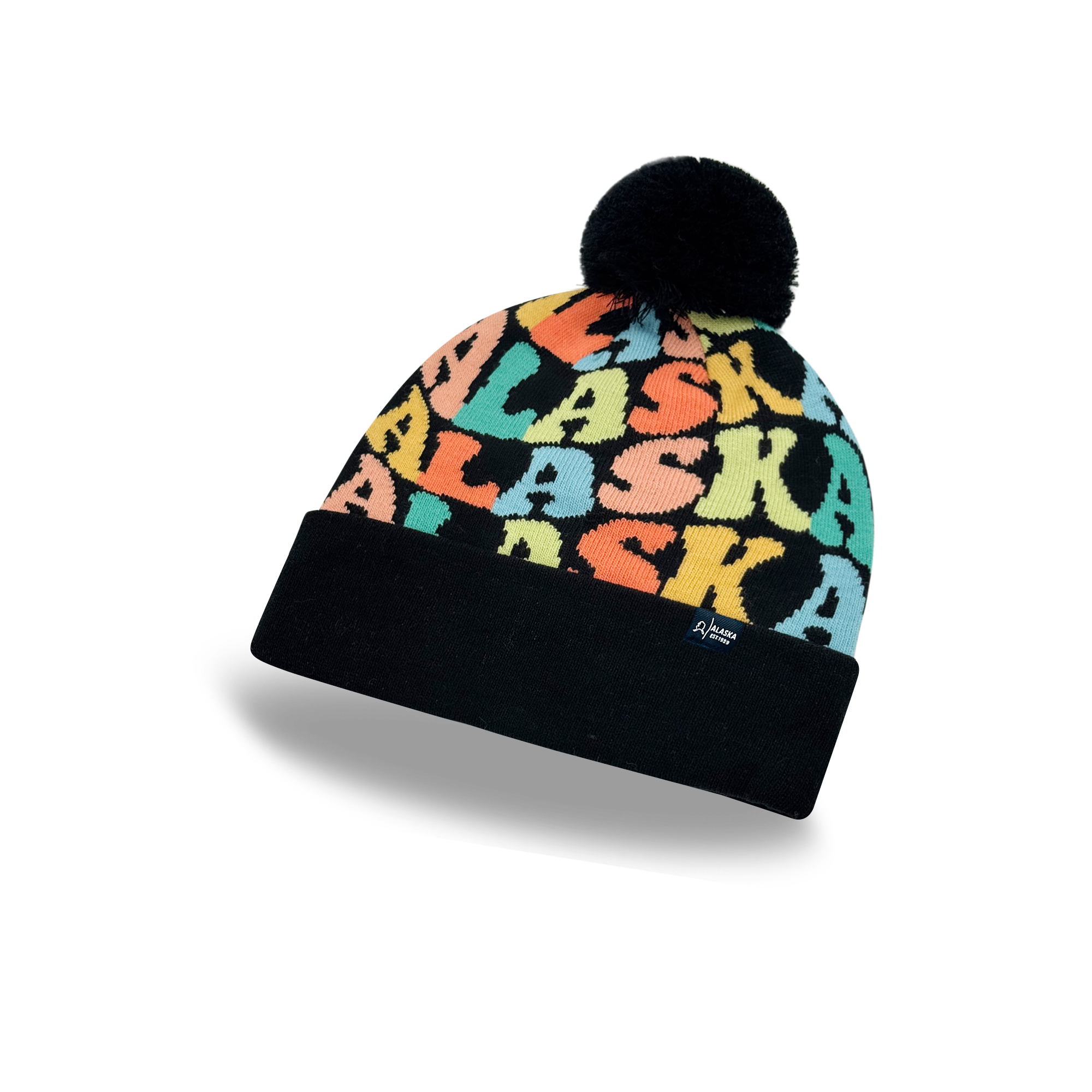 ALASKA Colorful Pom Pom Beanie - Warm Knitted Winter Hat