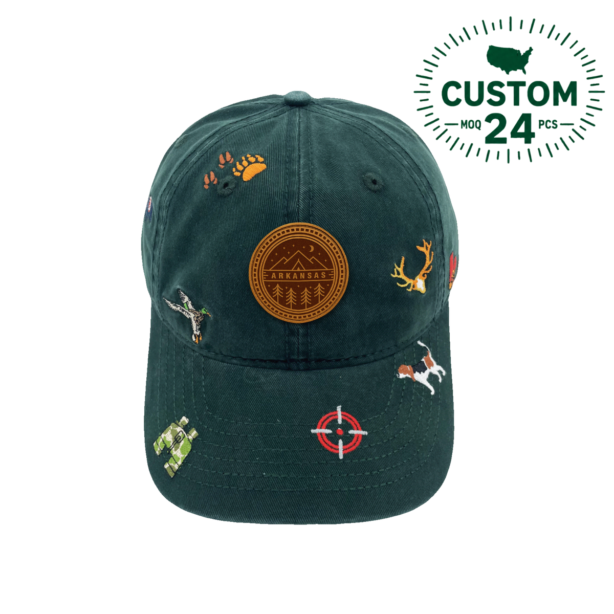 Arkansas Outdoor Embroidered Baseball Cap, Nature Wildlife Hunting Adventure Hat for Travelers