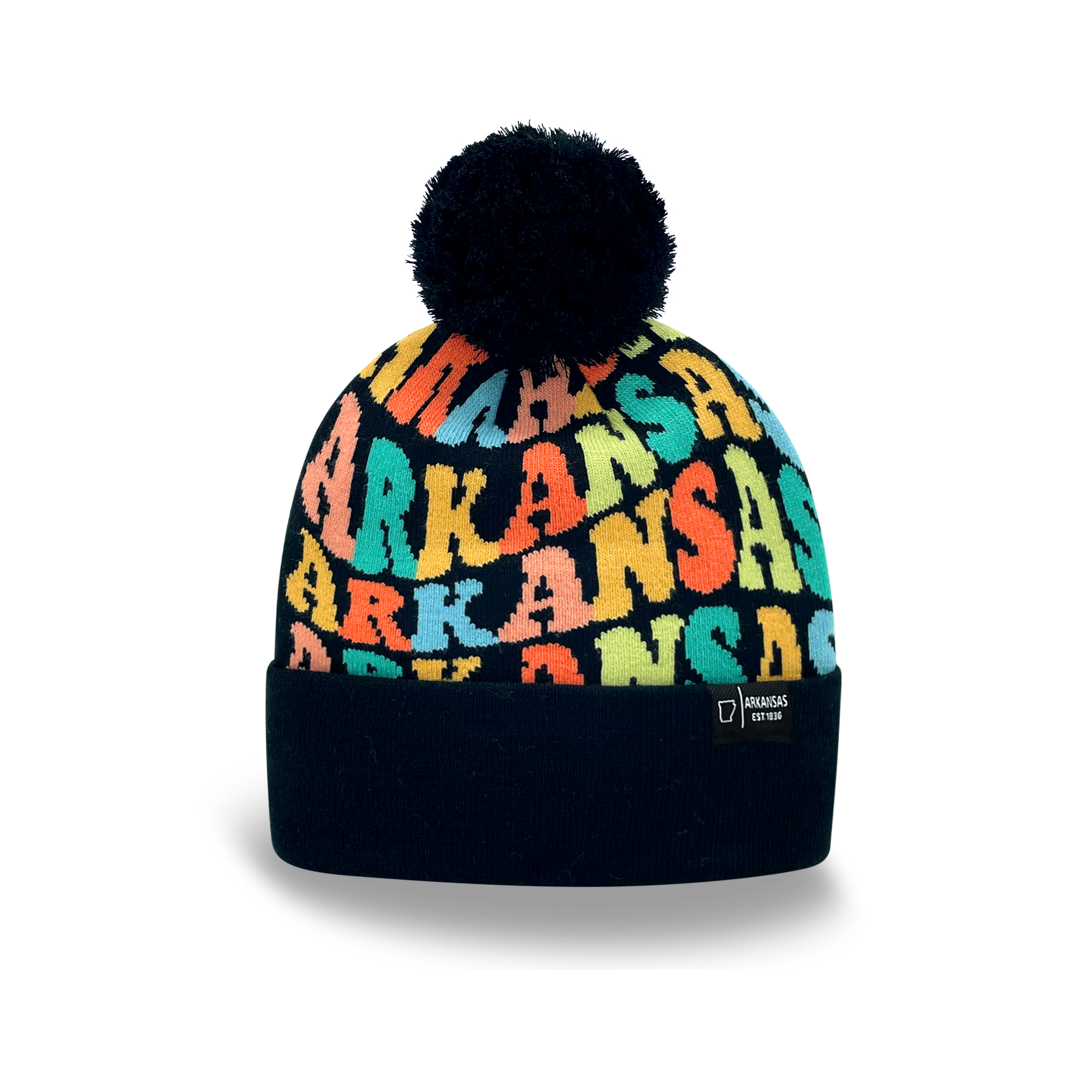 ARKANSAS Colorful Pom Pom Beanie - Warm Knitted Winter Hat