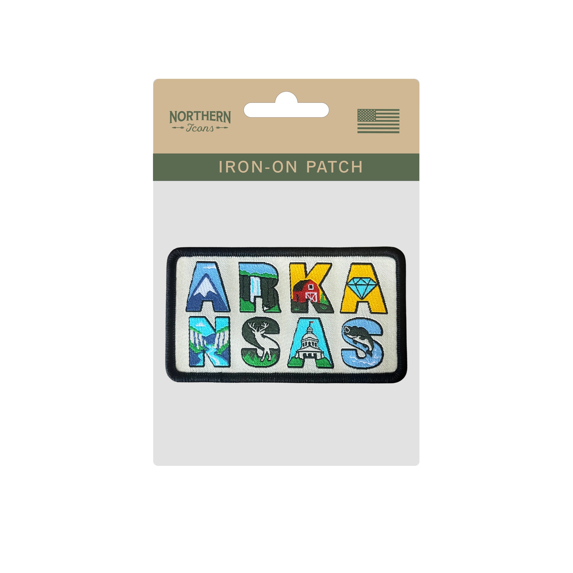 Arkansas State Iron-on Embroidered Patch | USA Travel Souvenir Patch for Hats, Jackets & Backpacks
