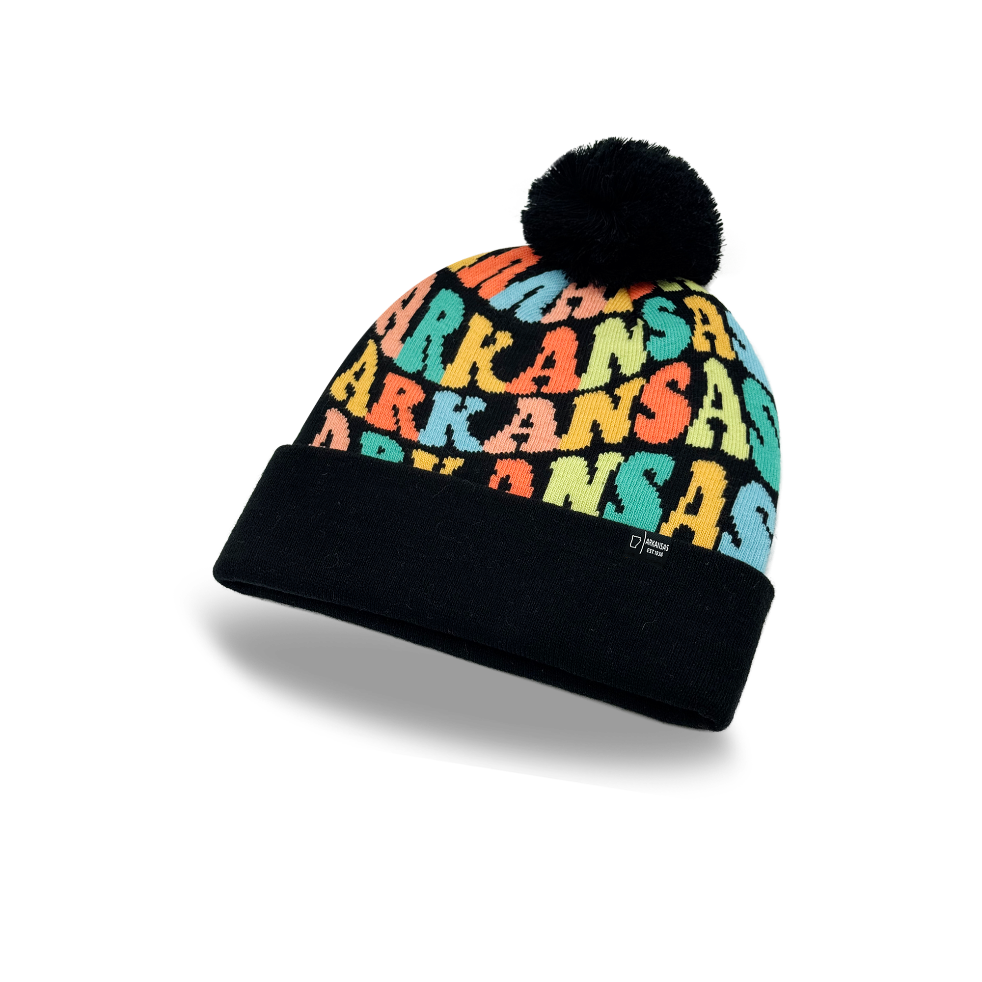 ARKANSAS Colorful Pom Pom Beanie - Warm Knitted Winter Hat