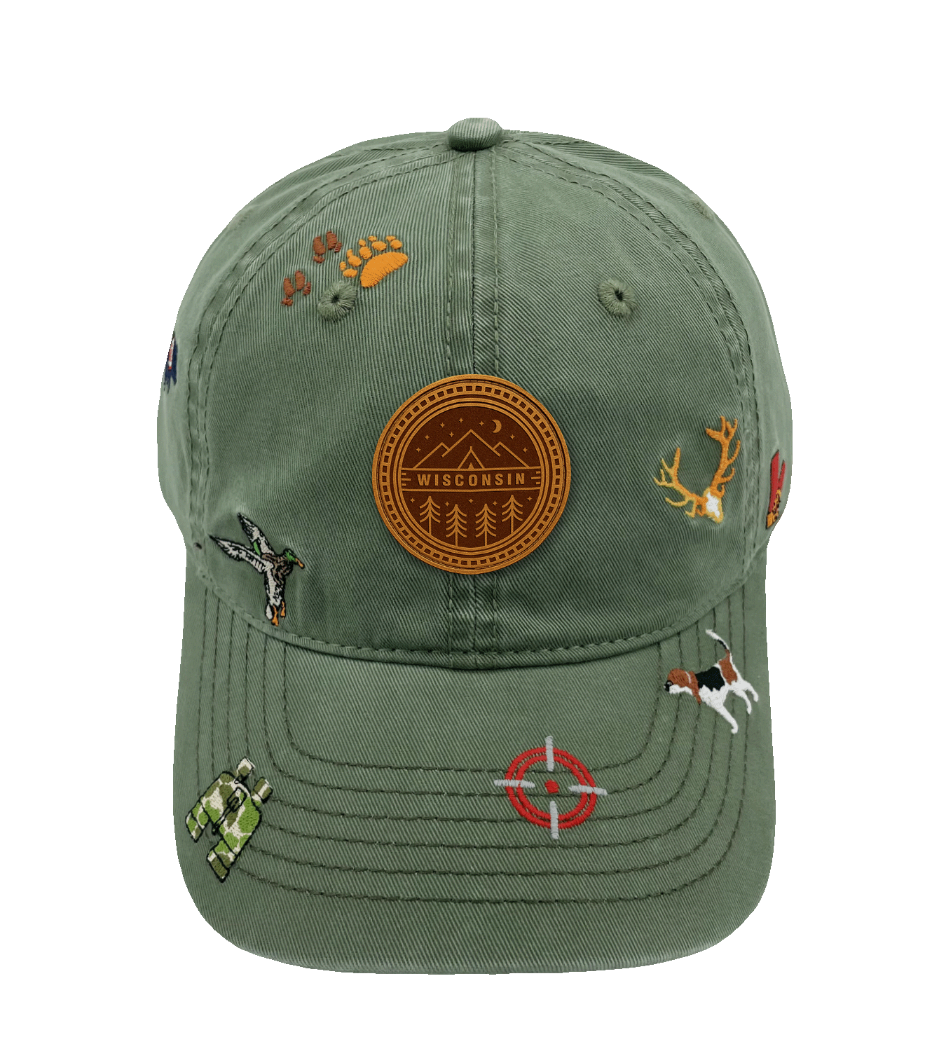 Wisconsin Outdoor Adventure Baseball Cap ¨C Navy Hunting Fishing Camping Embroidered Hat for Nature Lovers