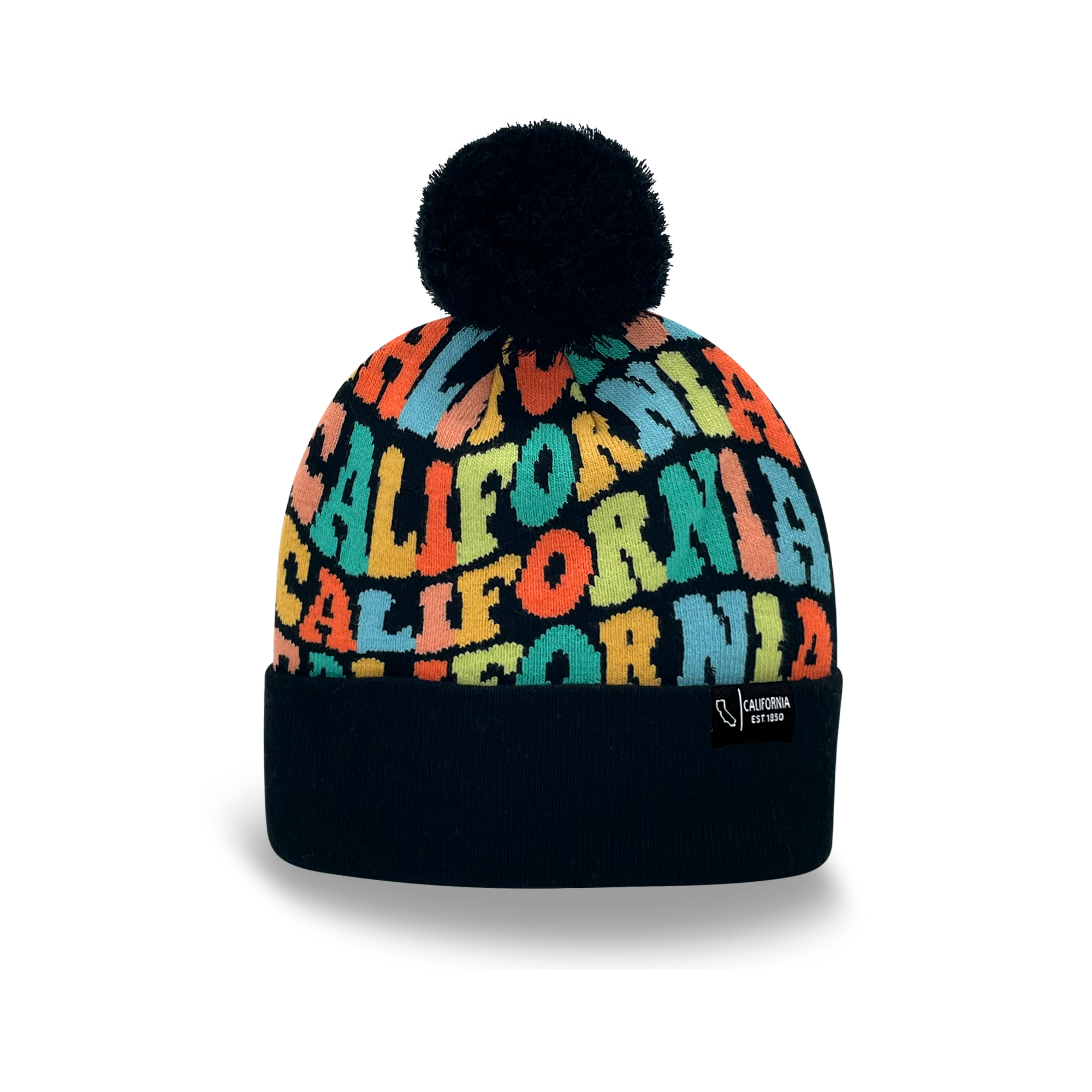 CALIFORNIA Colorful Pom Pom Beanie - Warm Knitted Winter Hat