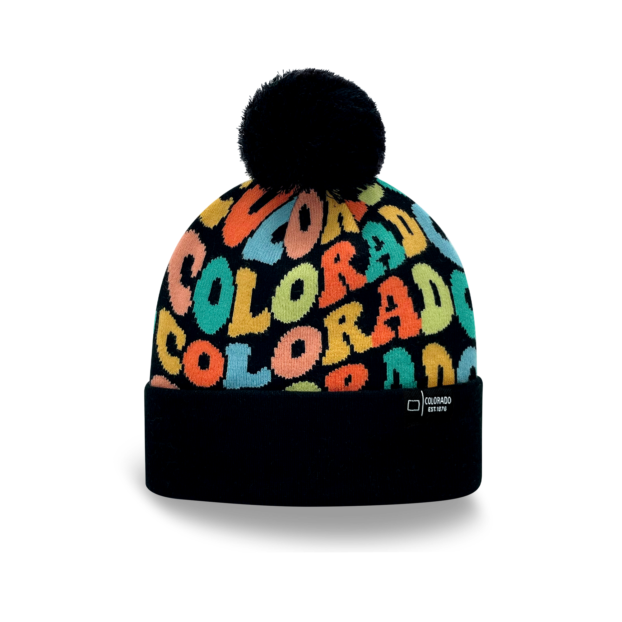 COLORADO Colorful Pom Pom Beanie - Warm Knitted Winter Hat