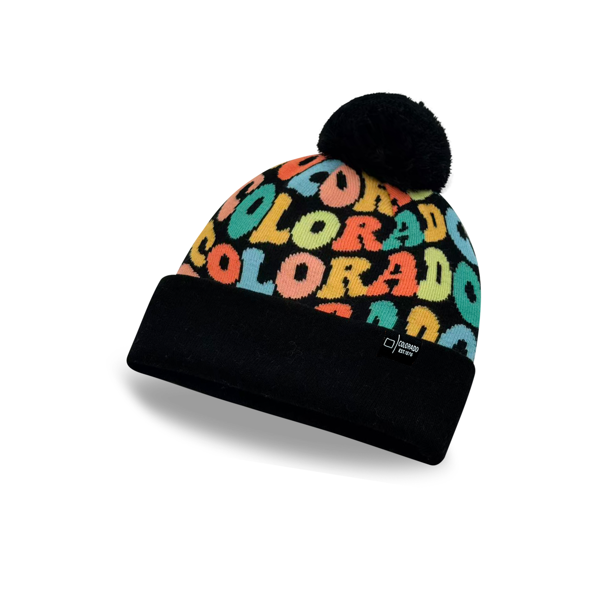 COLORADO Colorful Pom Pom Beanie - Warm Knitted Winter Hat