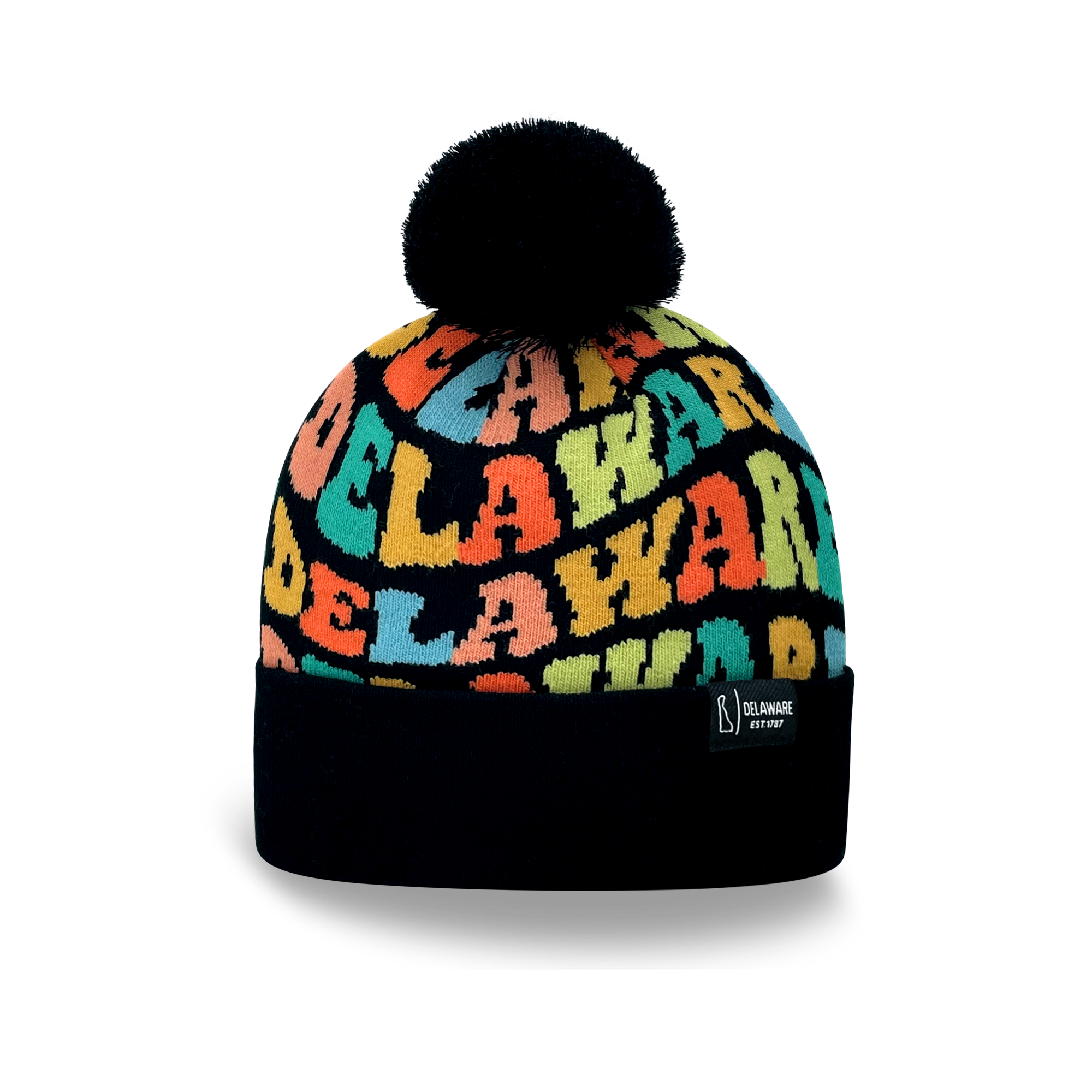DELAWARE Colorful Pom Pom Beanie - Warm Knitted Winter Hat
