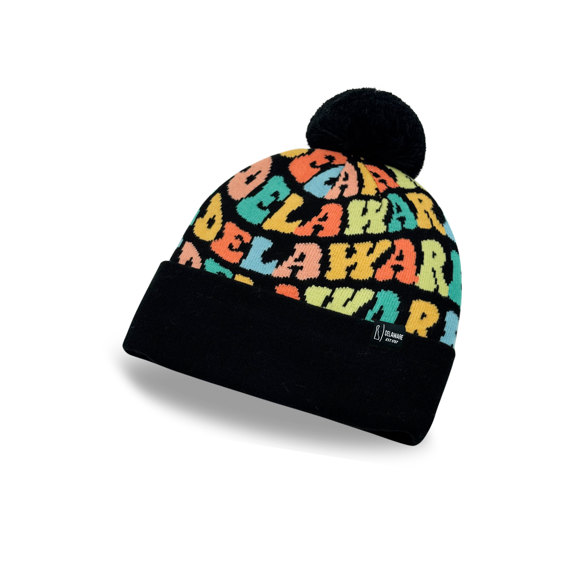 DELAWARE Colorful Pom Pom Beanie - Warm Knitted Winter Hat