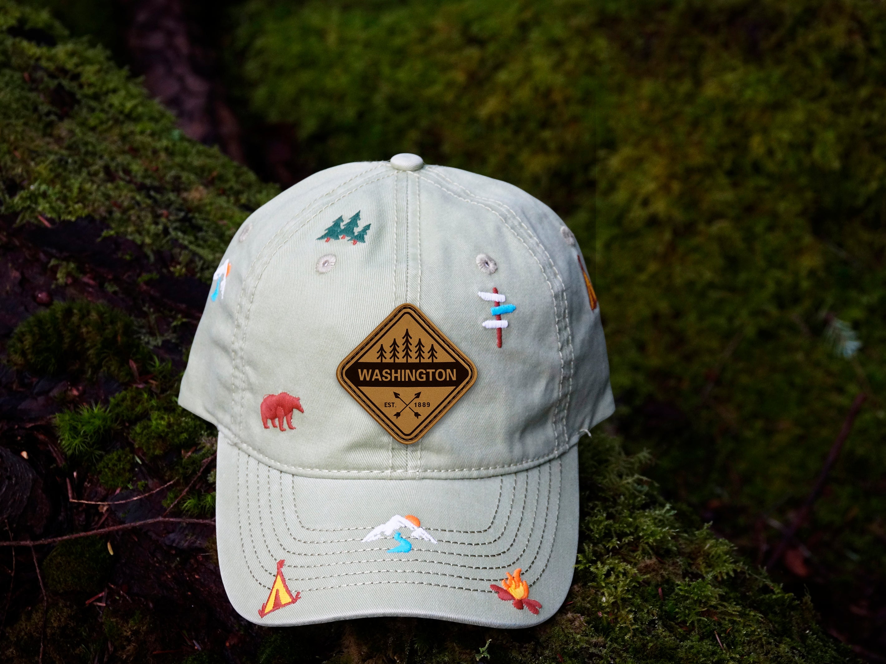 Washington Adventure Baseball Cap for Hikers, Campers, and Outdoor Nature Enthusiasts