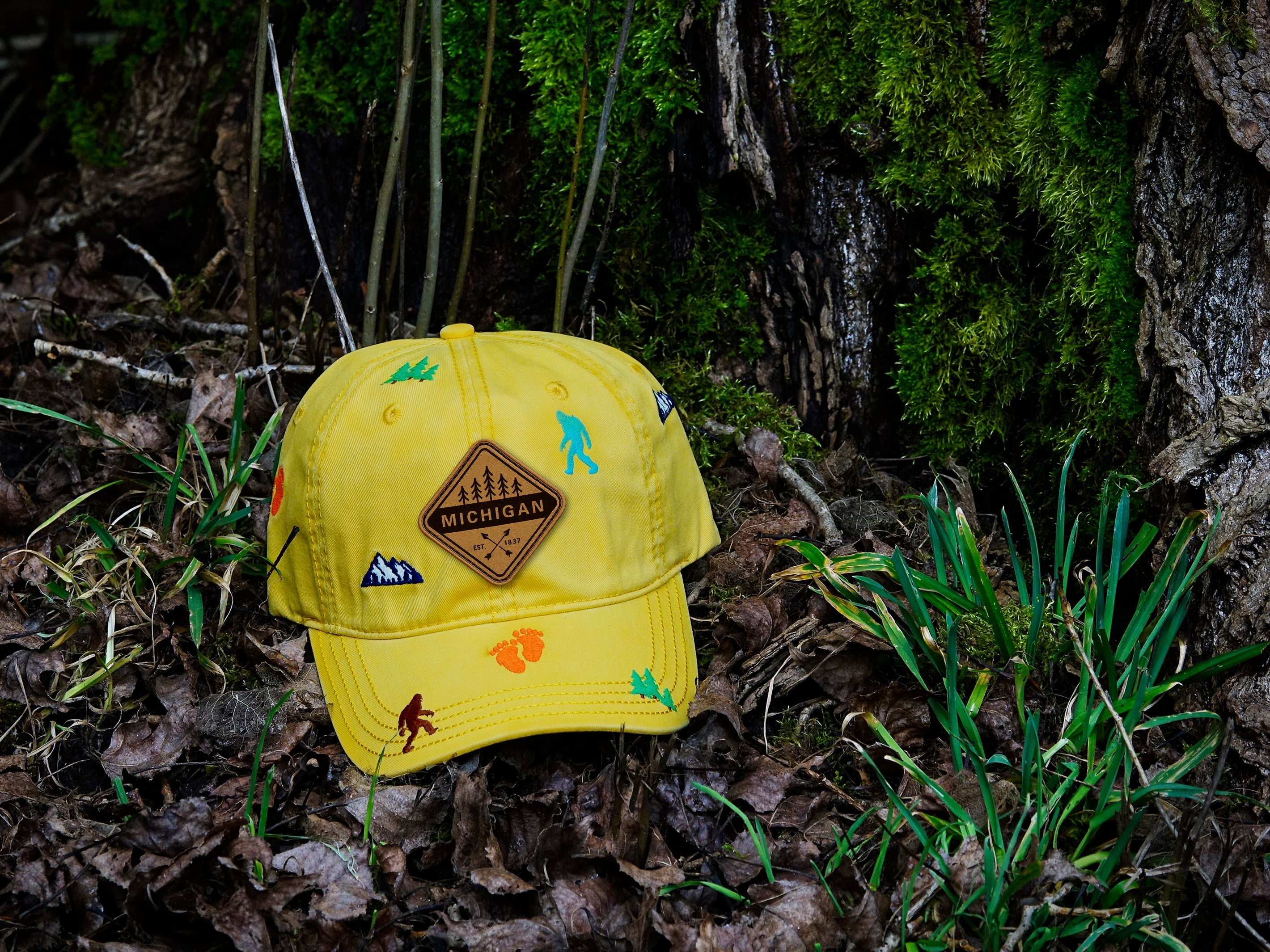 Michigan Bigfoot Adventure Baseball Cap for Hikers, Campers, and Nature Lovers
