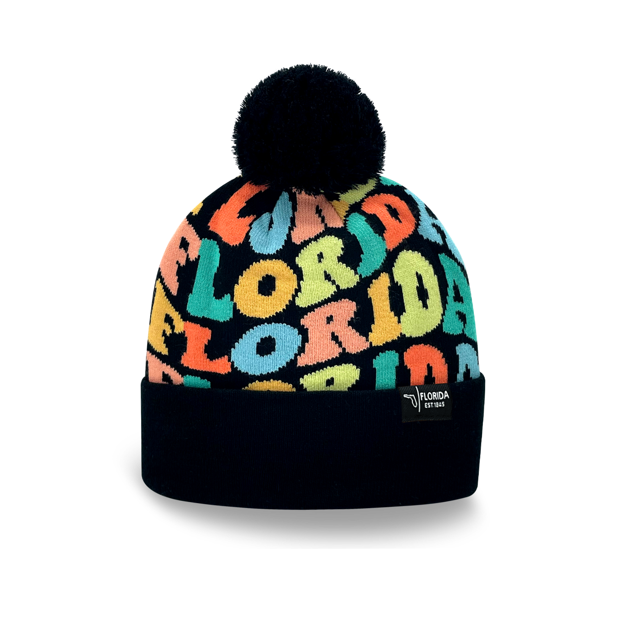 FLORIDA Colorful Pom Pom Beanie - Warm Knitted Winter Hat