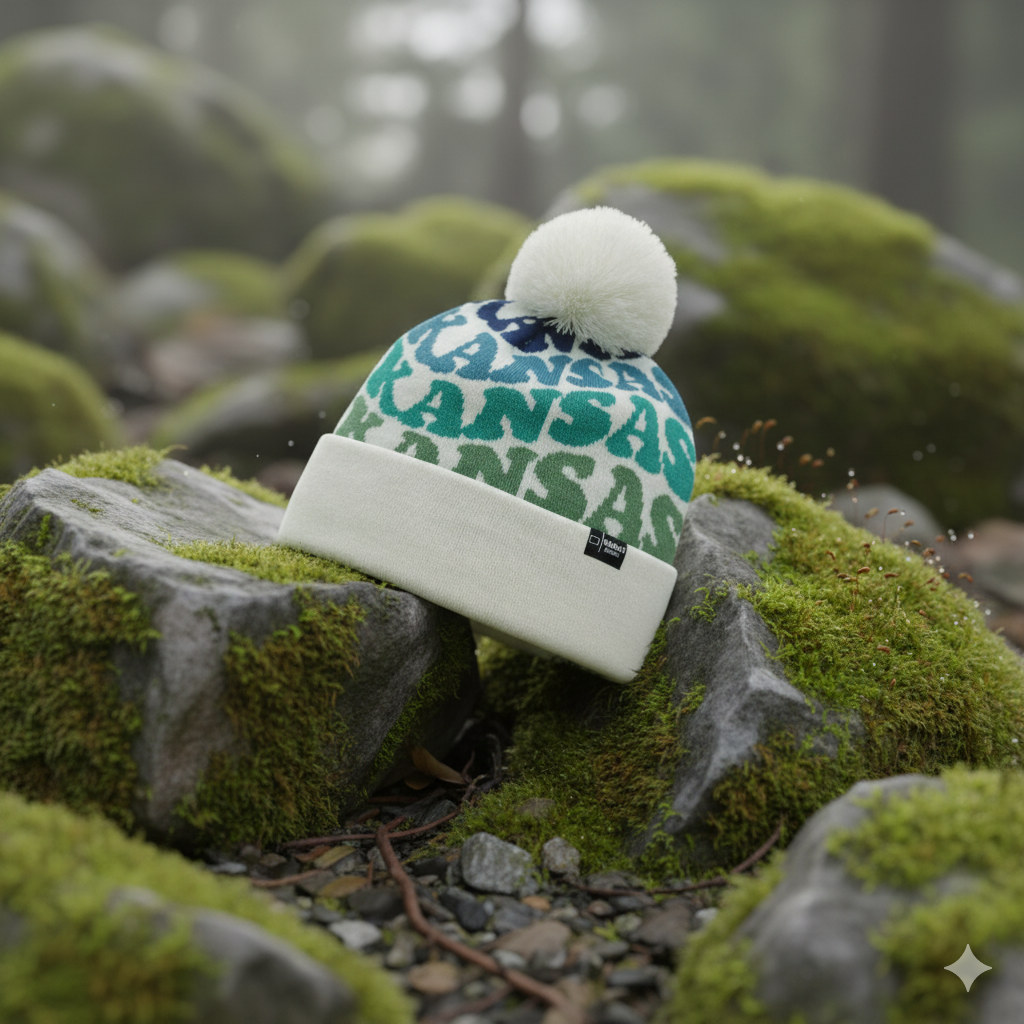 KANSAS Colorful Pom Pom Beanie - Warm Knitted Winter Hat