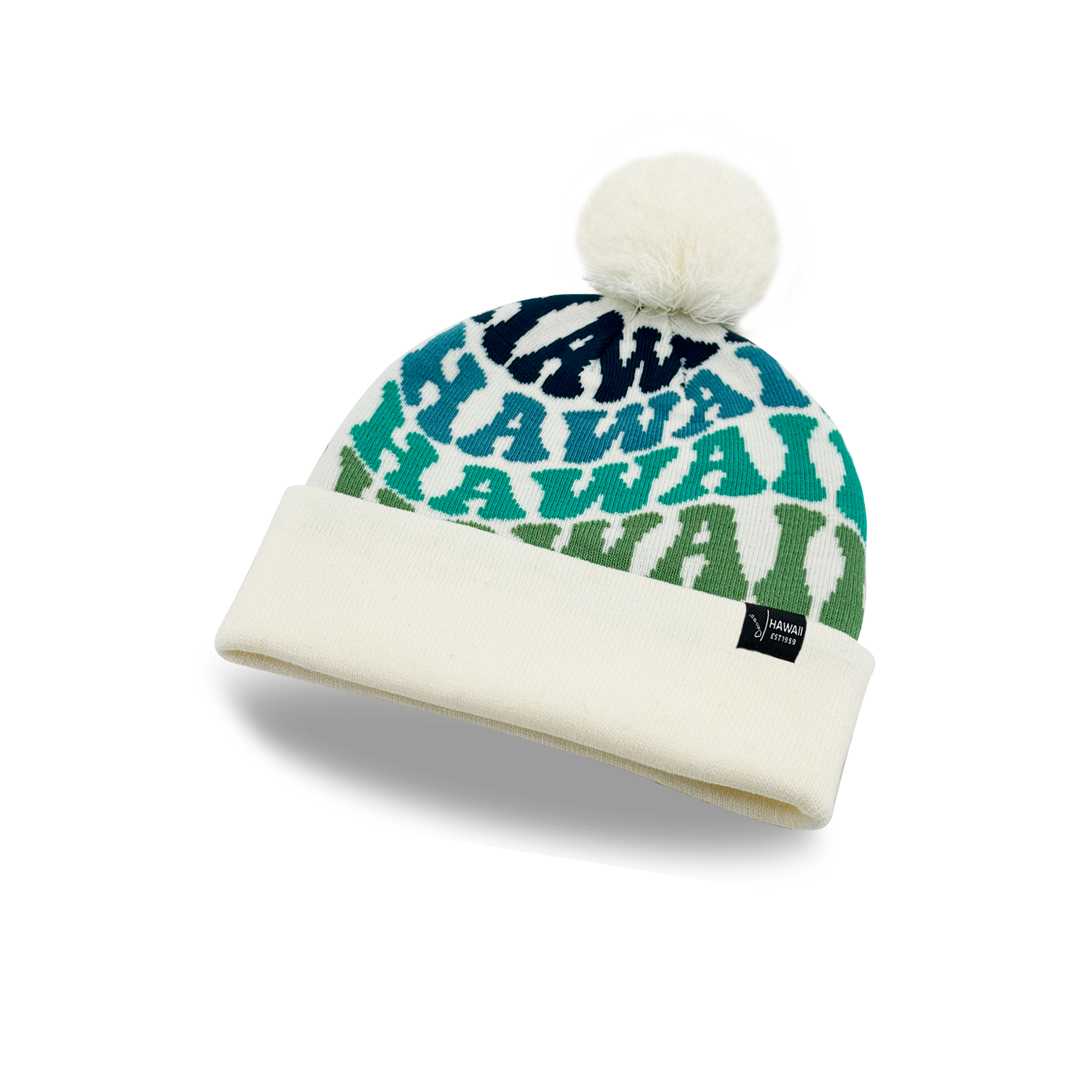 Hawaii Colorful Letter Beanie Winter Knit Hat with Pom Pom for Cold Weather