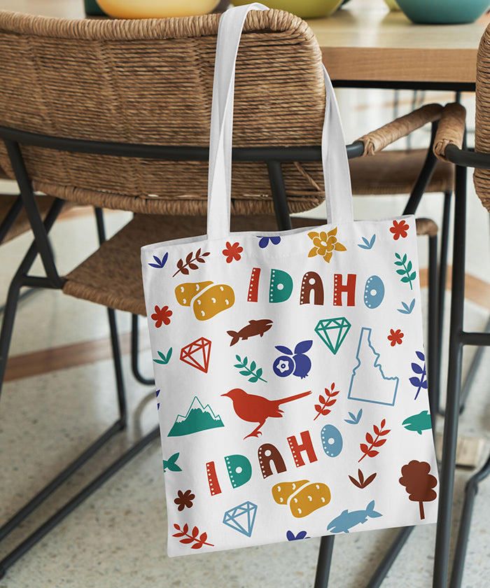 Idaho Icon Canvas Tote Bag – Idaho State Map Travel Souvenir Shopping Tote