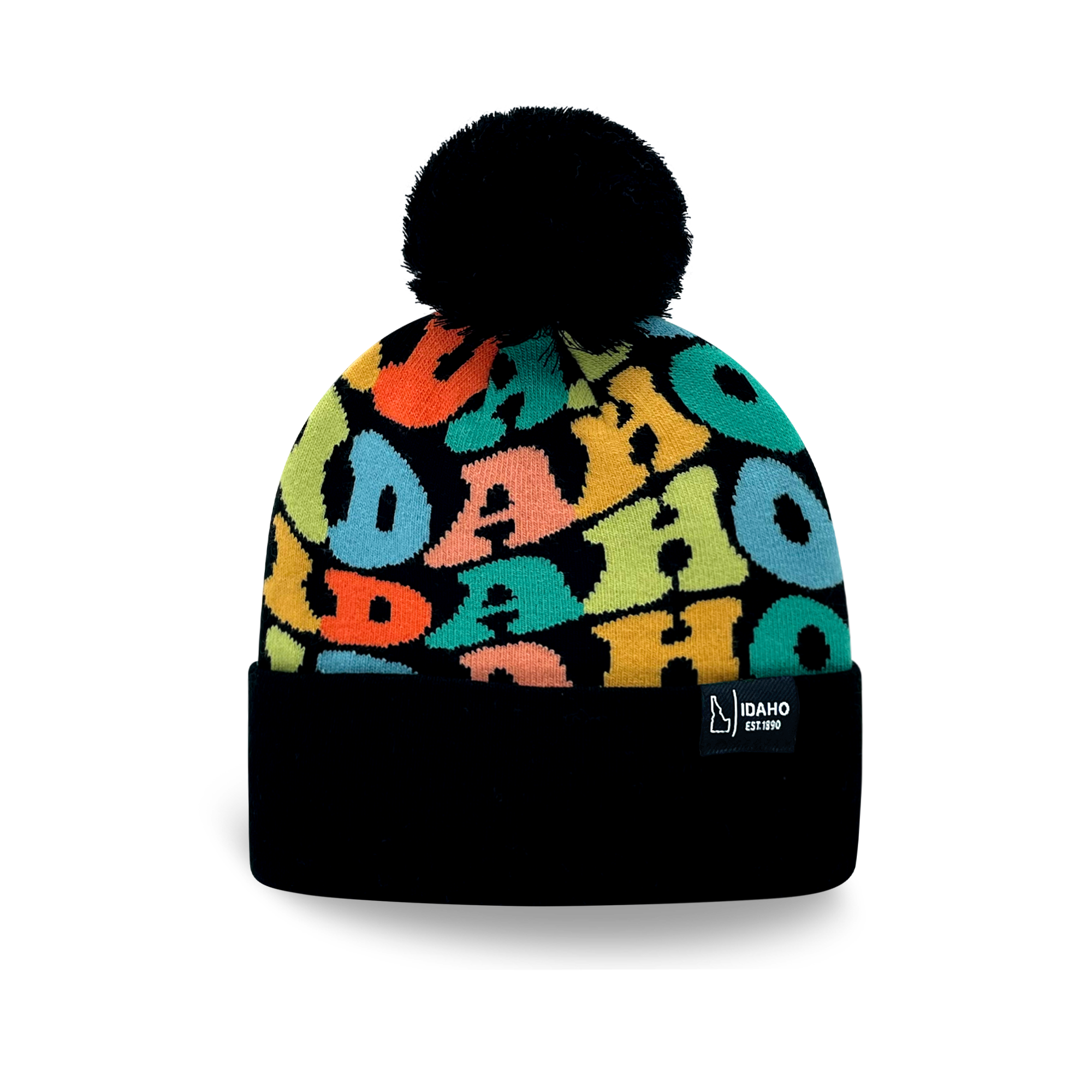 IDAHO Colorful Pom Pom Beanie - Warm Knitted Winter Hat