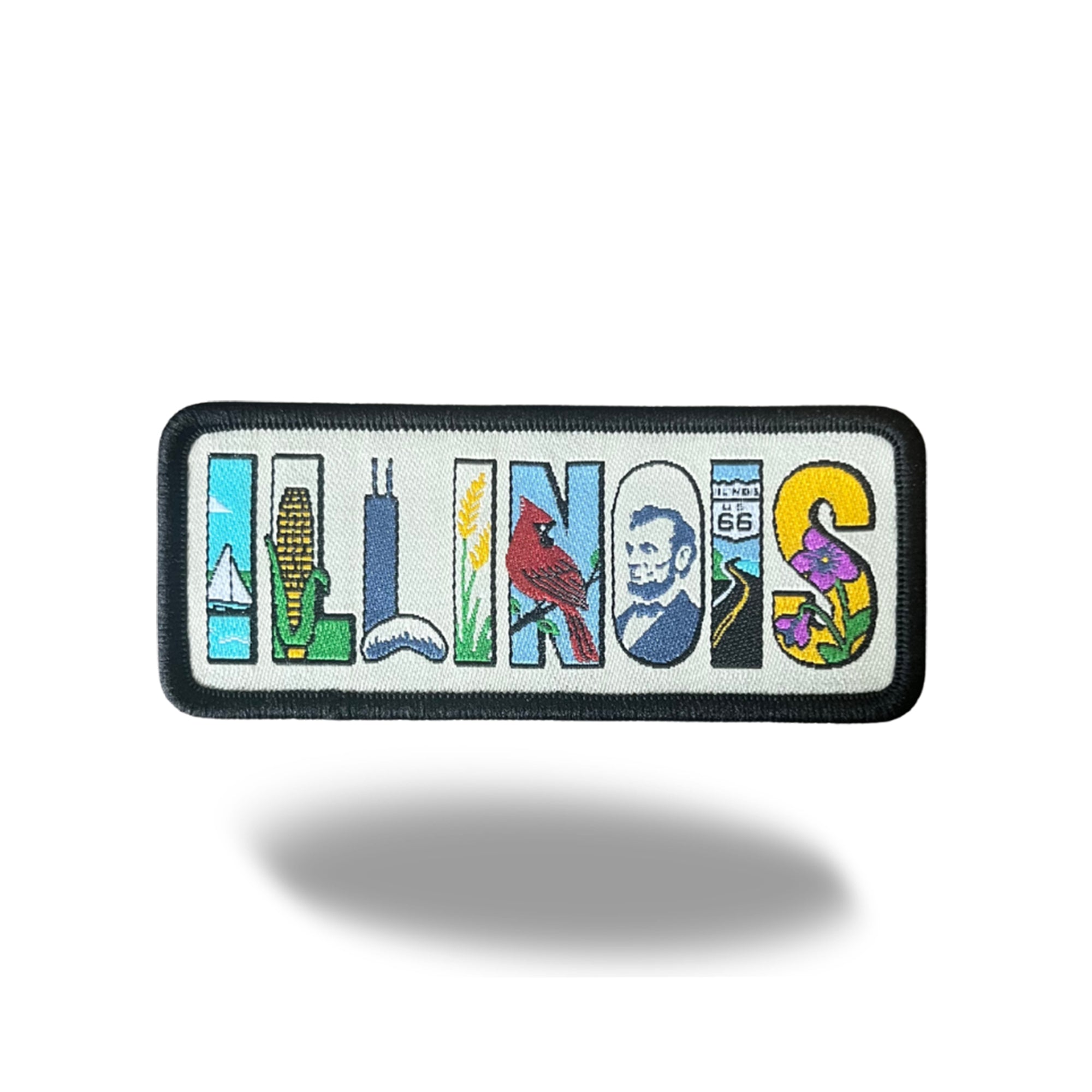 Illinois State Iron-on Embroidered Patch | USA Travel Souvenir Patch for Hats, Jackets & Backpacks