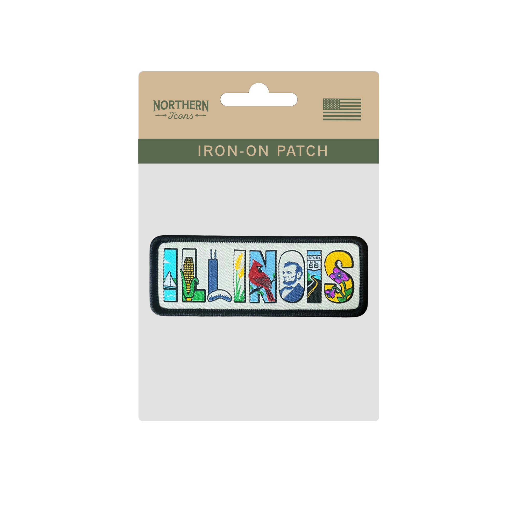 Illinois State Iron-on Embroidered Patch | USA Travel Souvenir Patch for Hats, Jackets & Backpacks