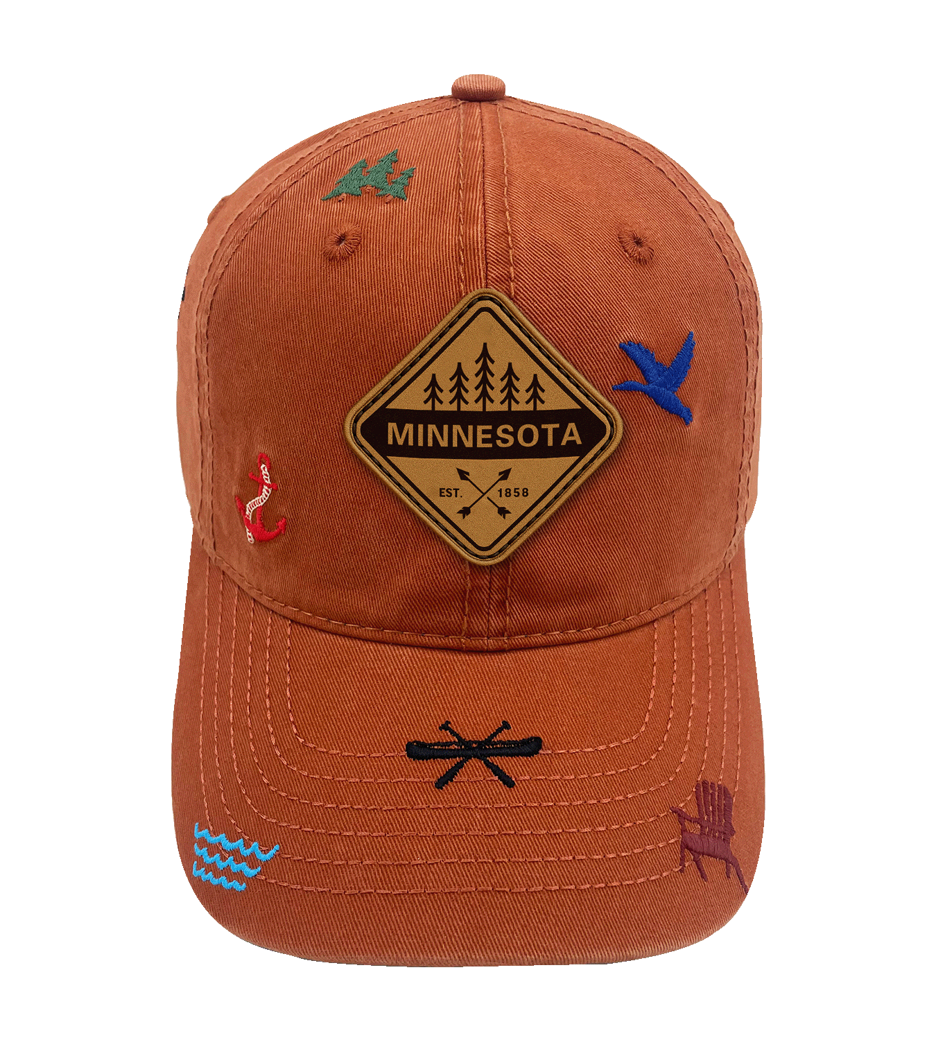 Minnesota Adventure Icons Baseball Cap - Lake Life Outdoor Travel Hat