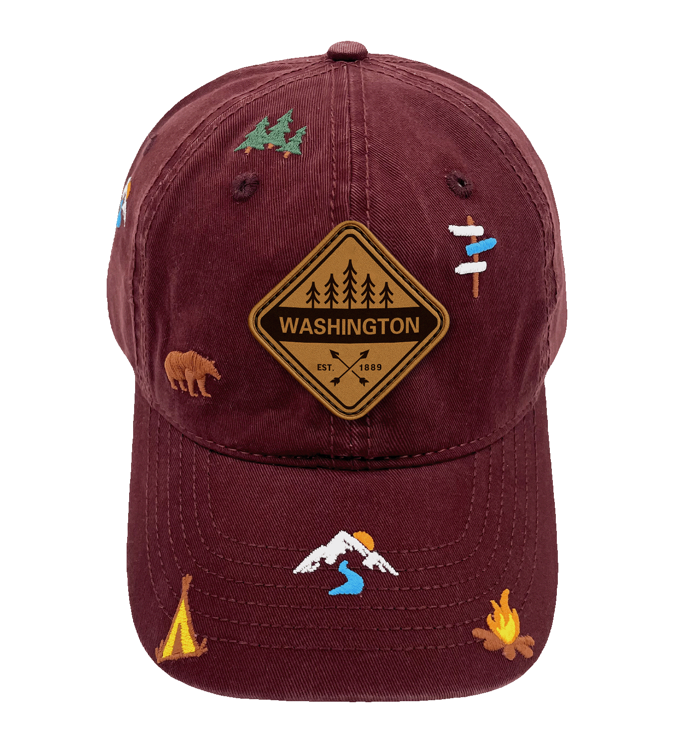 Washington Adventure Baseball Cap for Hikers, Campers, and Outdoor Nature Enthusiasts
