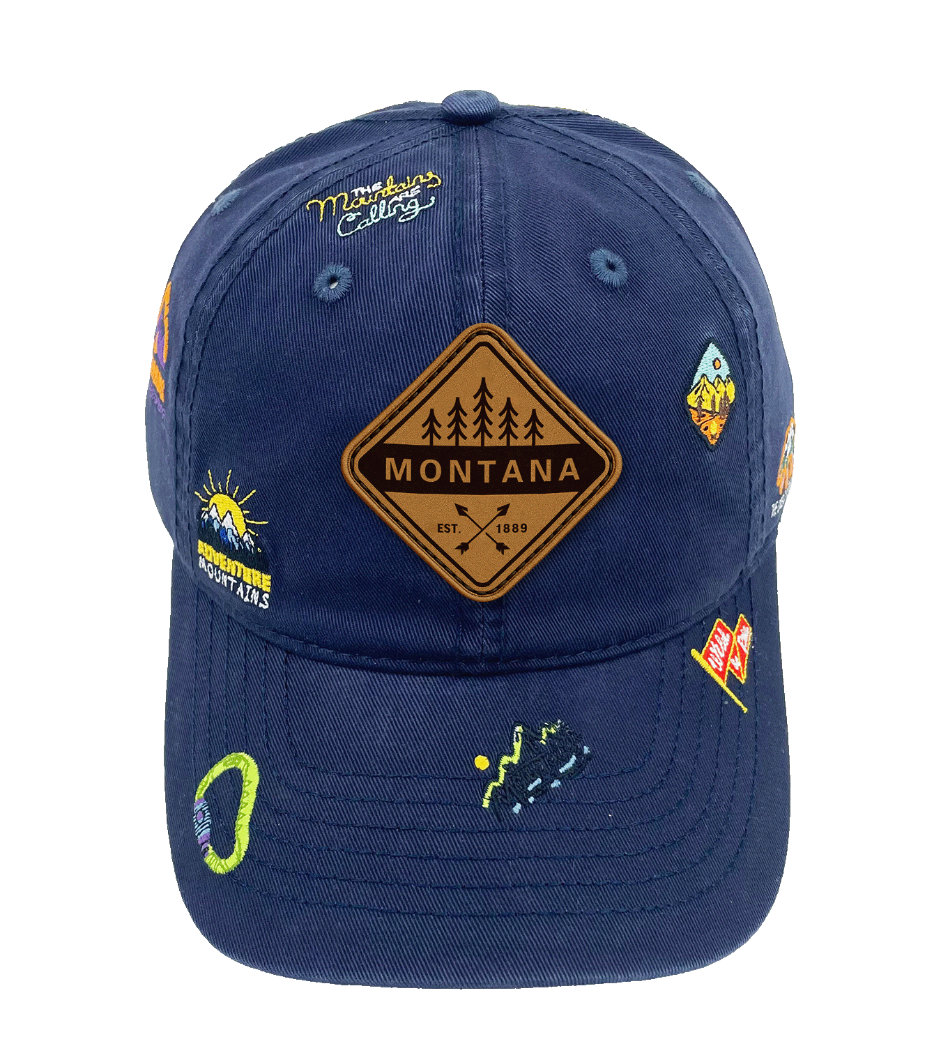 Montana Adventure Icons Baseball Cap - Outdoor Hiking Travel Hat