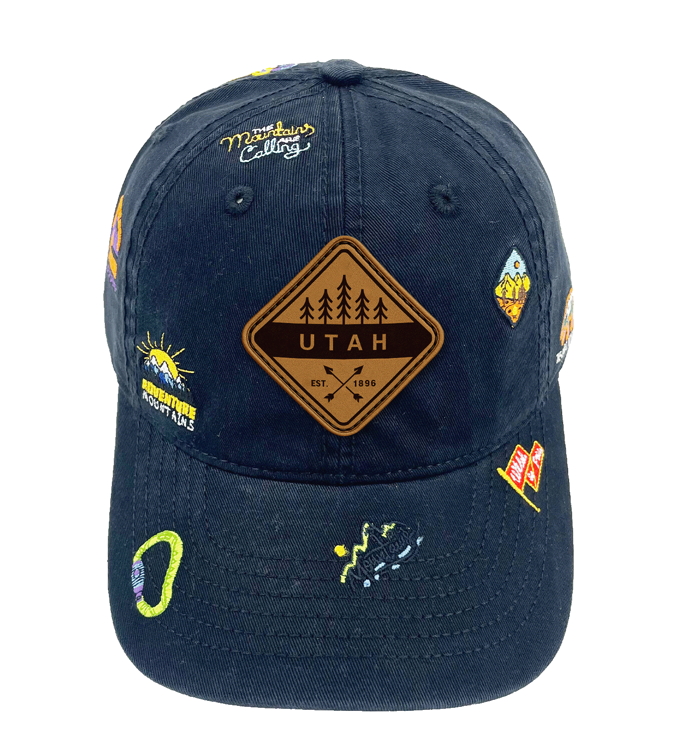 Utah Adventure Icons Baseball Cap - Outdoor Hiking Travel Hat