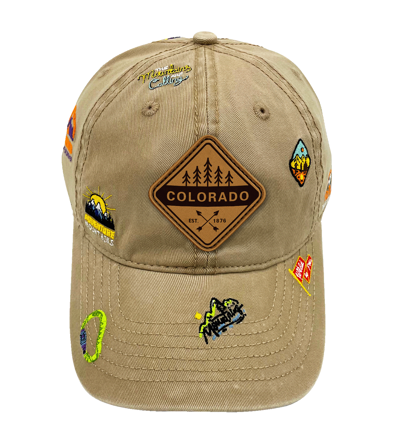 Colorado Adventure Icons Baseball Cap - Mountain Outdoor Hiking Travel Hat
