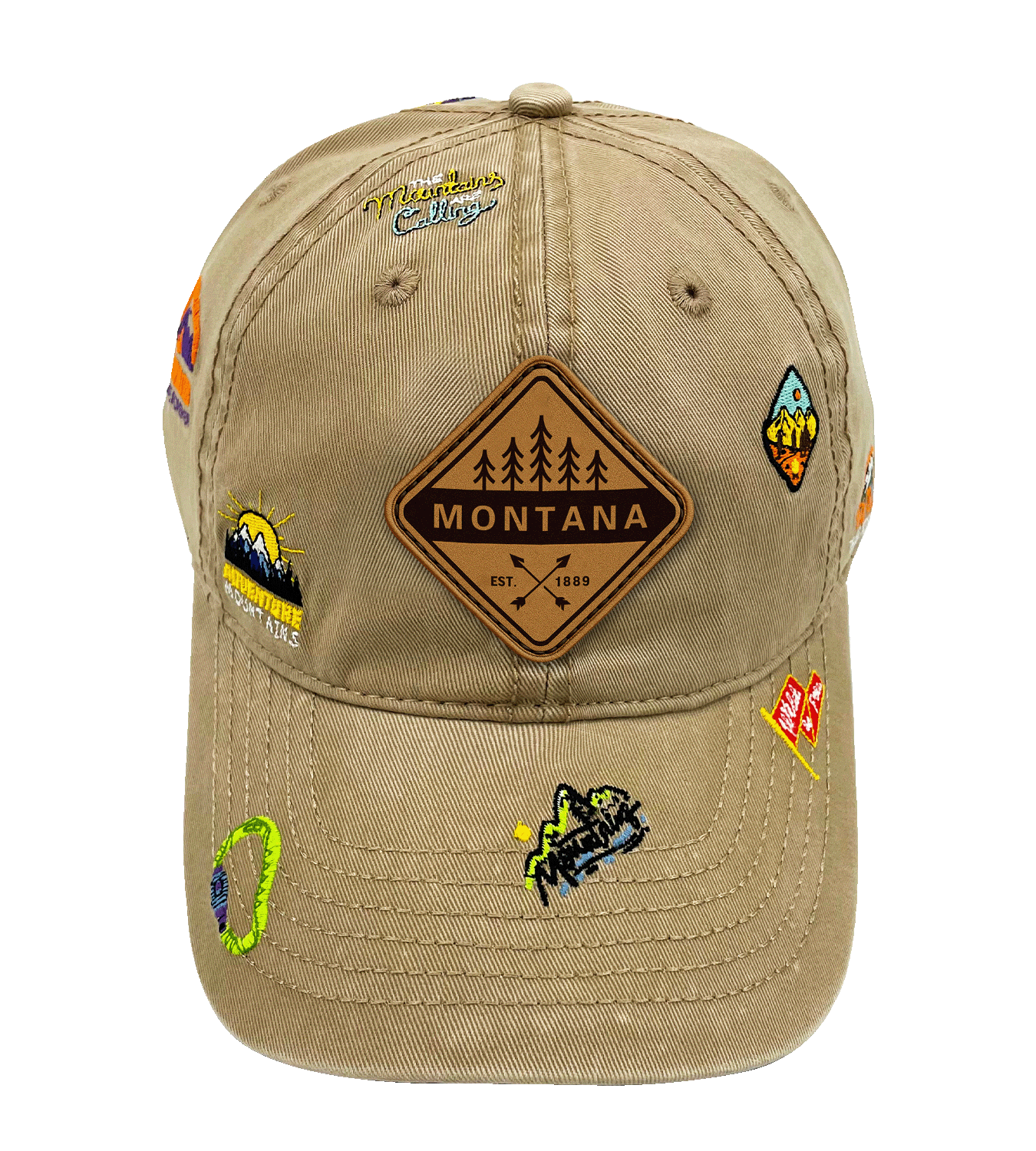 Montana Adventure Icons Baseball Cap - Outdoor Hiking Travel Hat