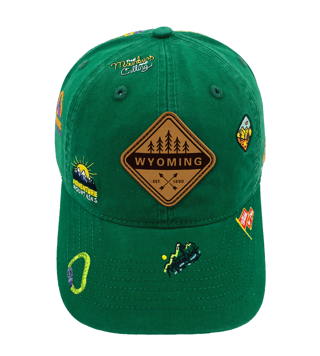 Wyoming Adventure Icons Baseball Cap - Outdoor Hiking Travel Hat