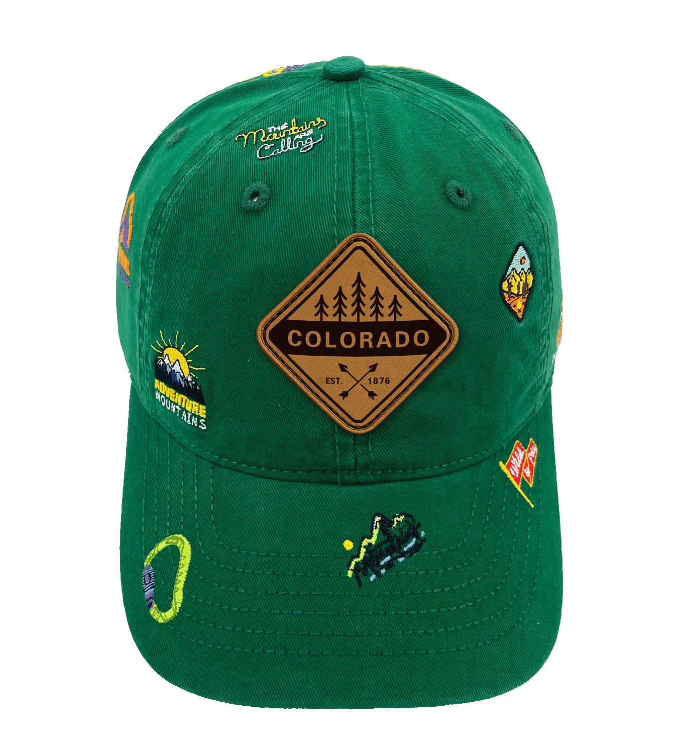 Colorado Adventure Icons Baseball Cap - Mountain Outdoor Hiking Travel Hat