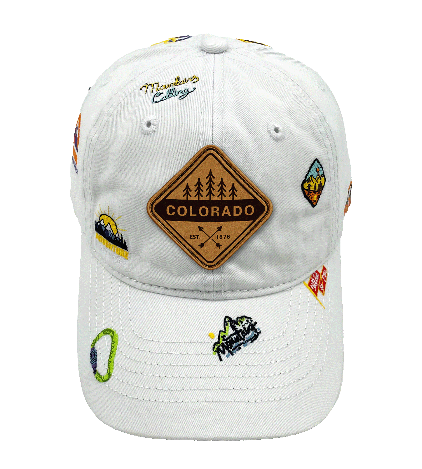 Colorado Adventure Icons Baseball Cap - Mountain Outdoor Hiking Travel Hat
