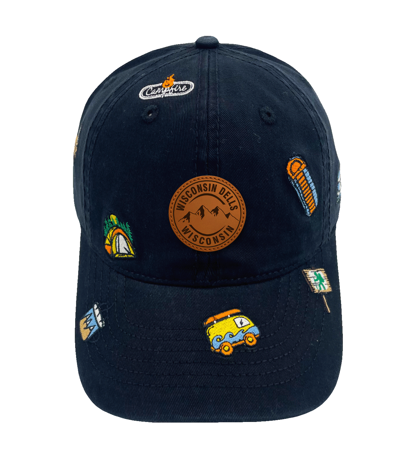 Wisconsin Dells Camping Embroidered Baseball Cap ¨C Outdoor Adventure Travel Hiking Hat
