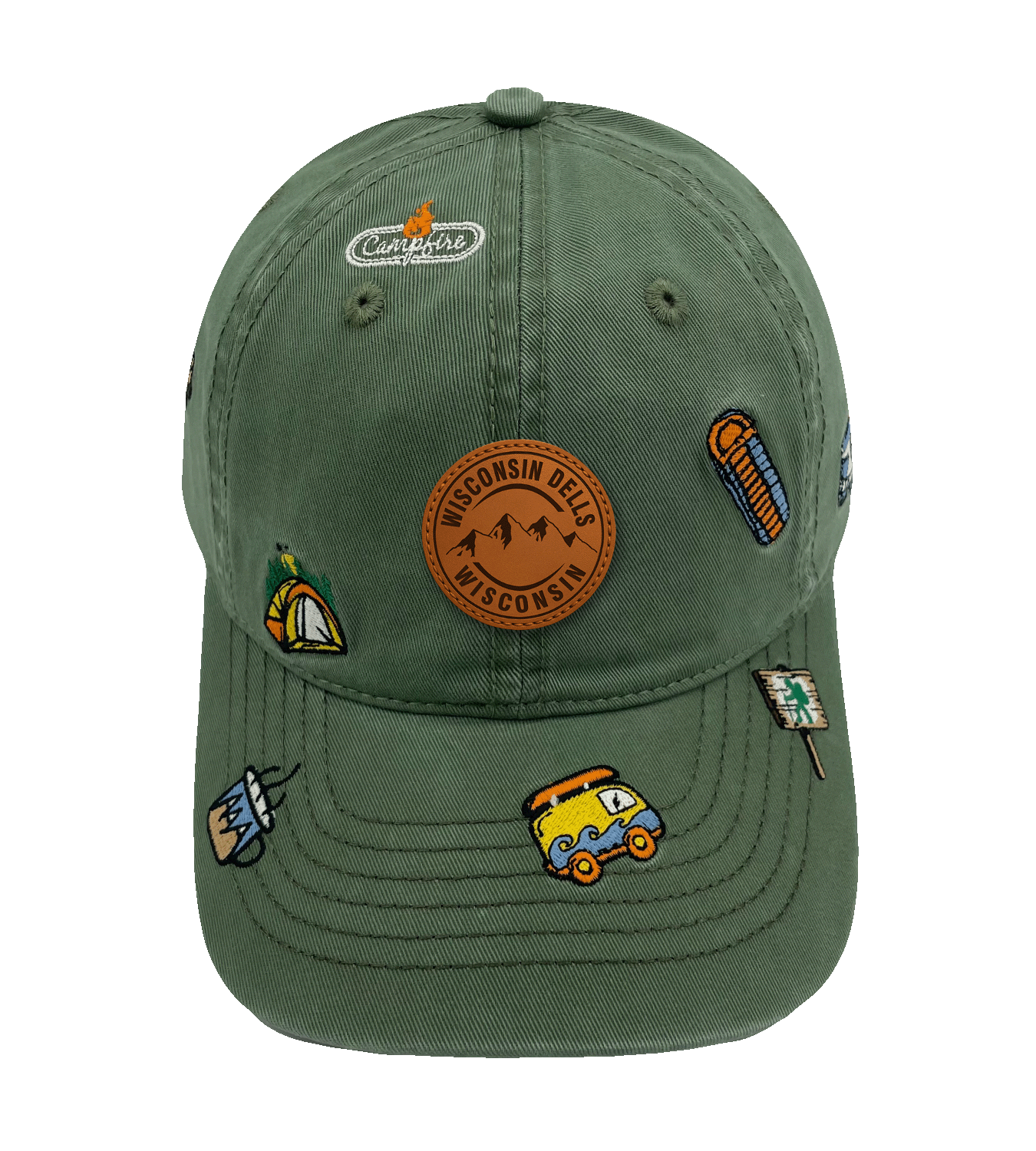 Wisconsin Dells Camping Embroidered Baseball Cap ¨C Outdoor Adventure Travel Hiking Hat