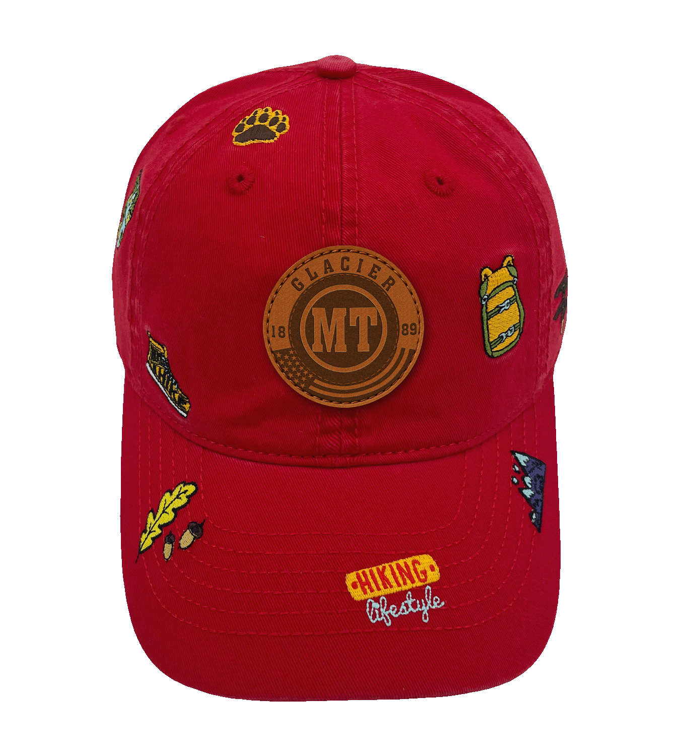 Glacier Montana Hiking Adventure Embroidered Outdoor Baseball Cap for Camping & Nature Travel